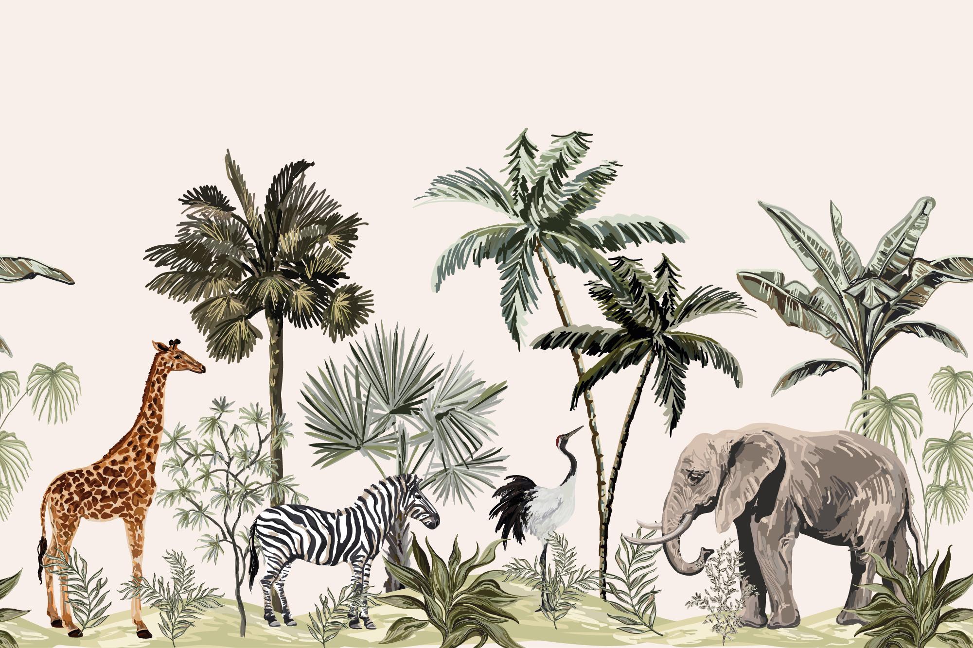2001 x 1334 · jpeg - Jungle Animals Wallpaper mural - Jungle Wallpapers Wall Murals