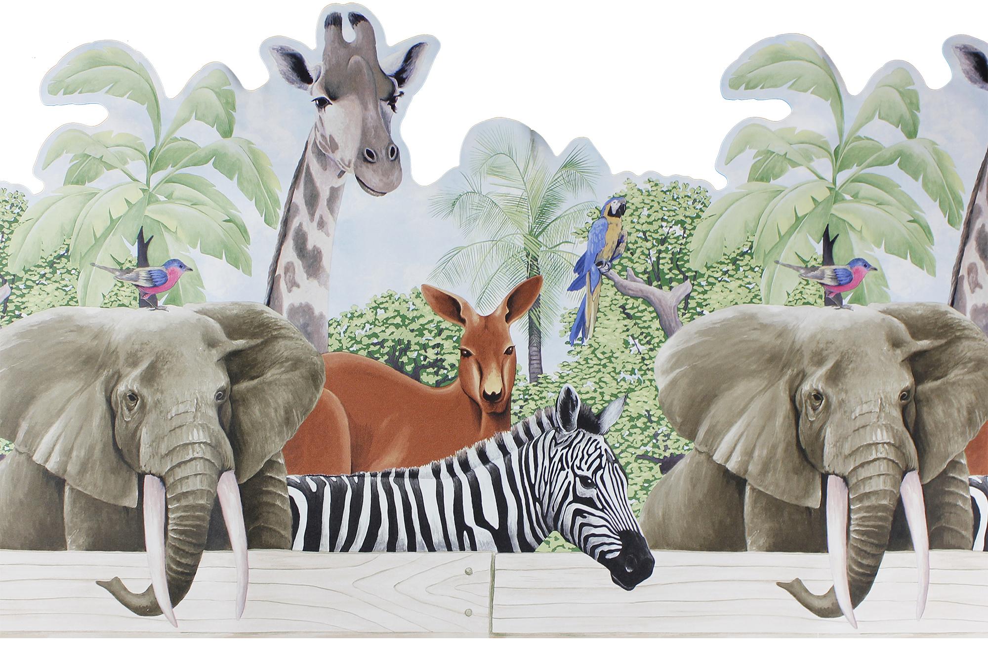 2000 x 1324 · jpeg - Jungle Animals Wall Accent Border - Zebra Elephant Wallpaper Accent Mural