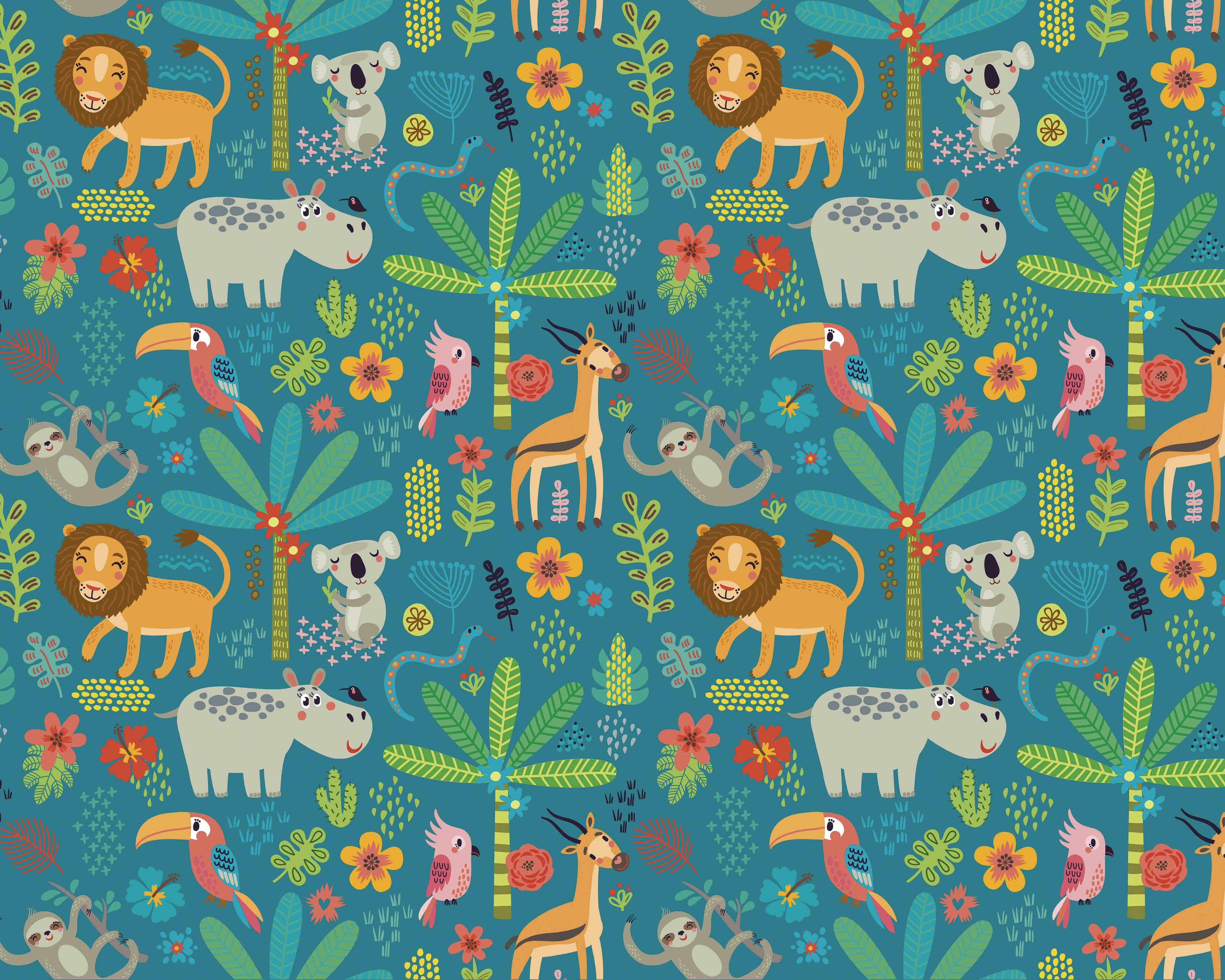 4000 x 3200 · jpeg - Jungle Animals Wall Mural Wallpaper Mural | ohpopsi