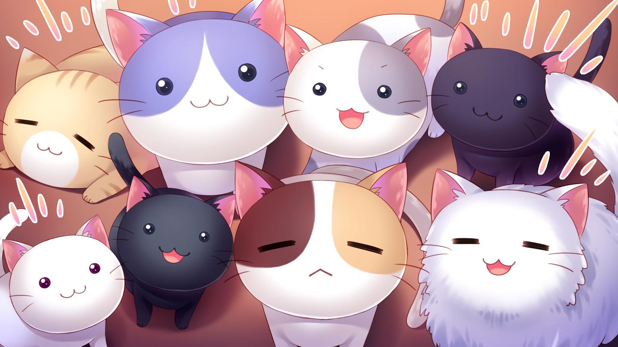 2048 x 1152 · jpeg - HD Anime Cat Background | PixelsTalk
