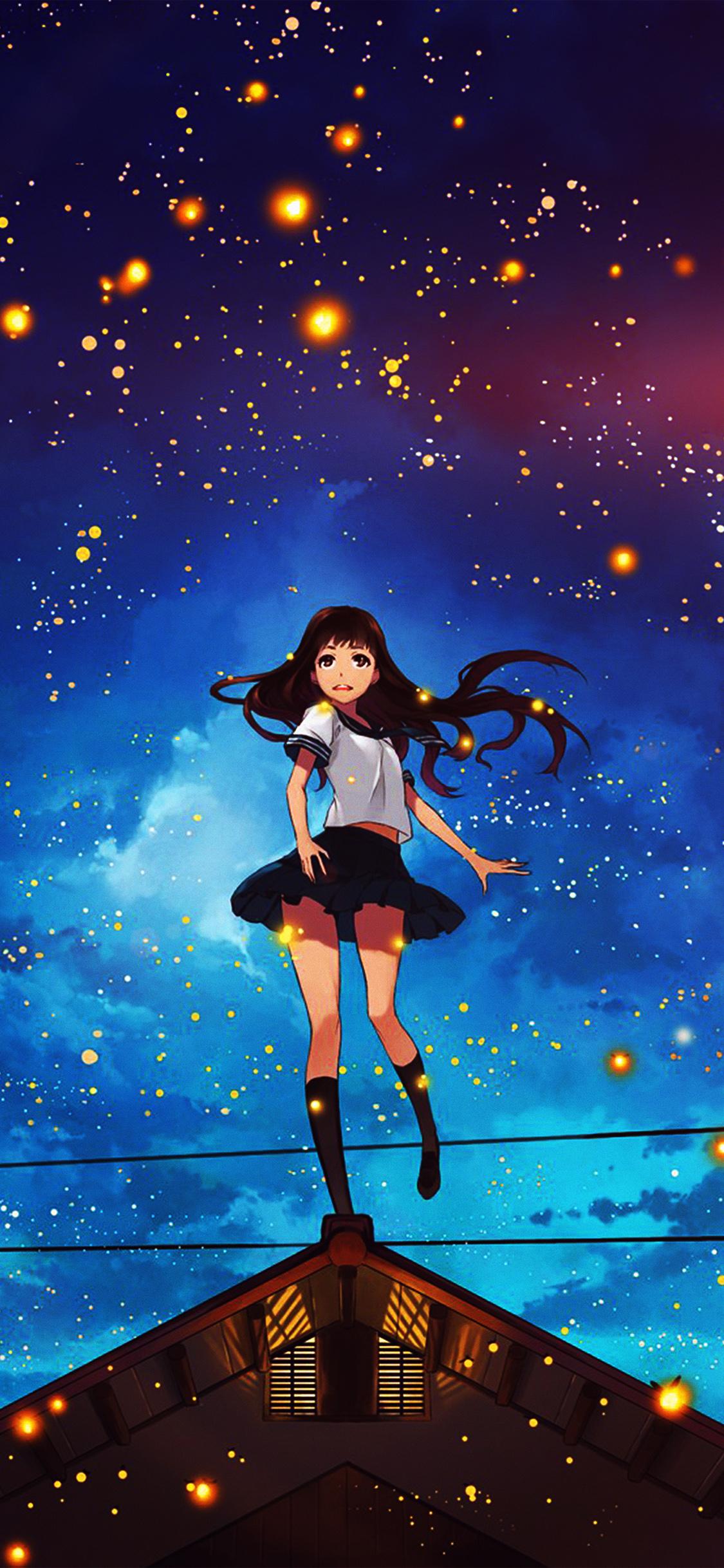 1125 x 2436 · jpeg - Girl anime star space night iPhone X Wallpapers Free Download
