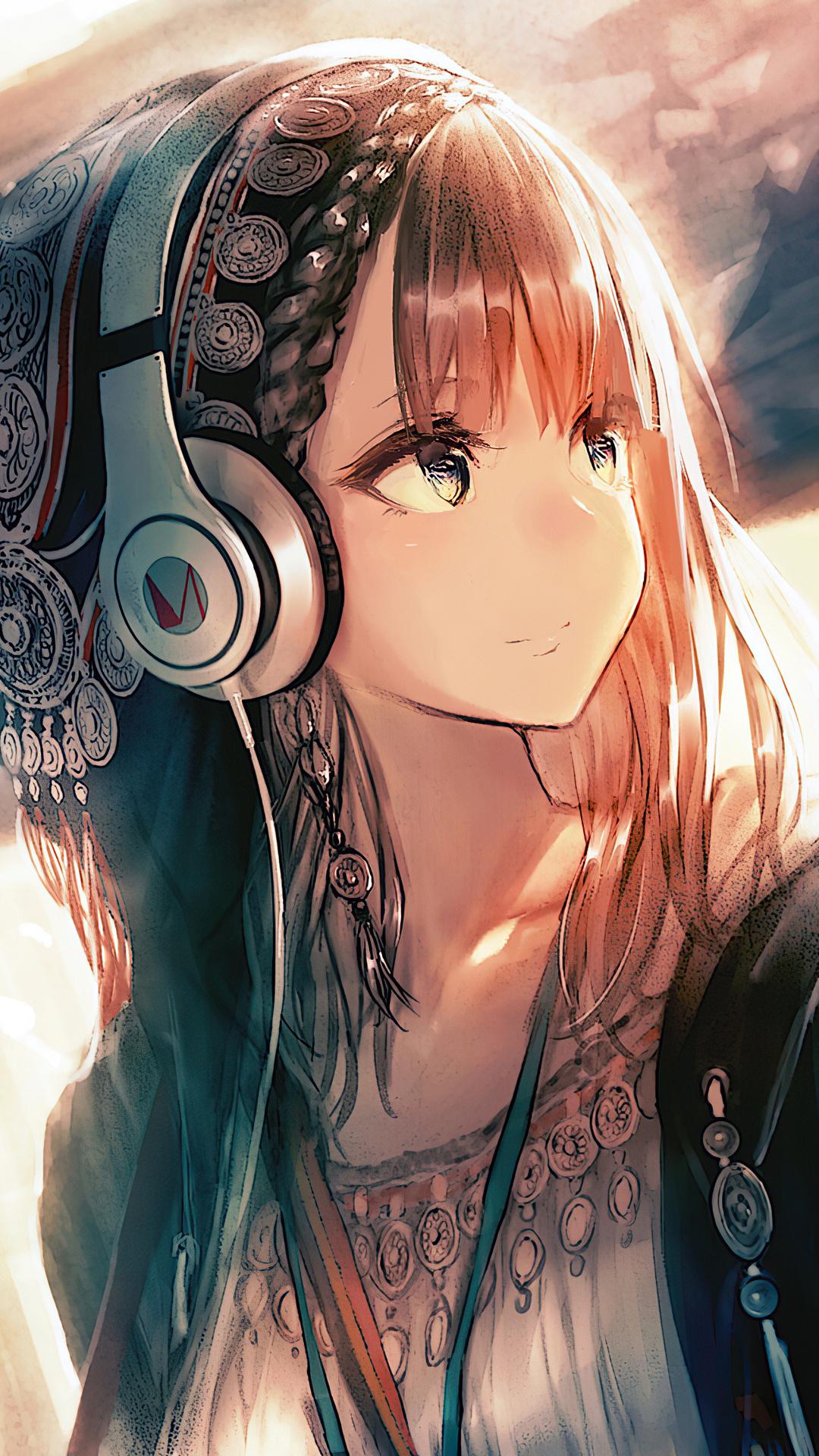 1080 x 1920 · jpeg - Anime Girl Headphones 4k Wallpaper