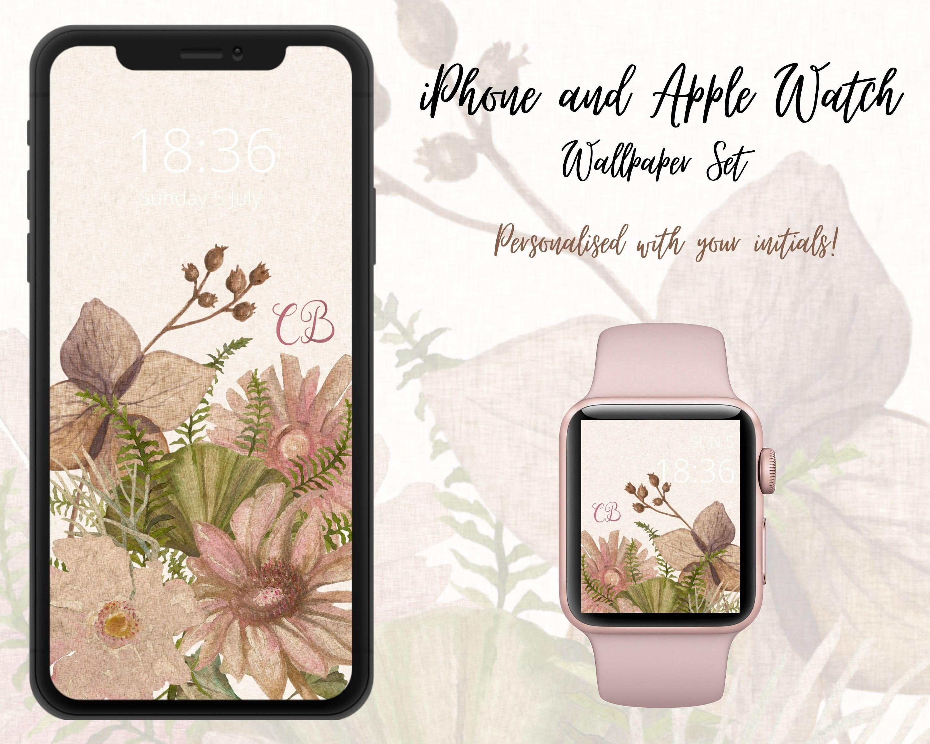 3000 x 2400 · jpeg - Personalised iPhone and Apple Watch Wallpaper Set - Floral with ...