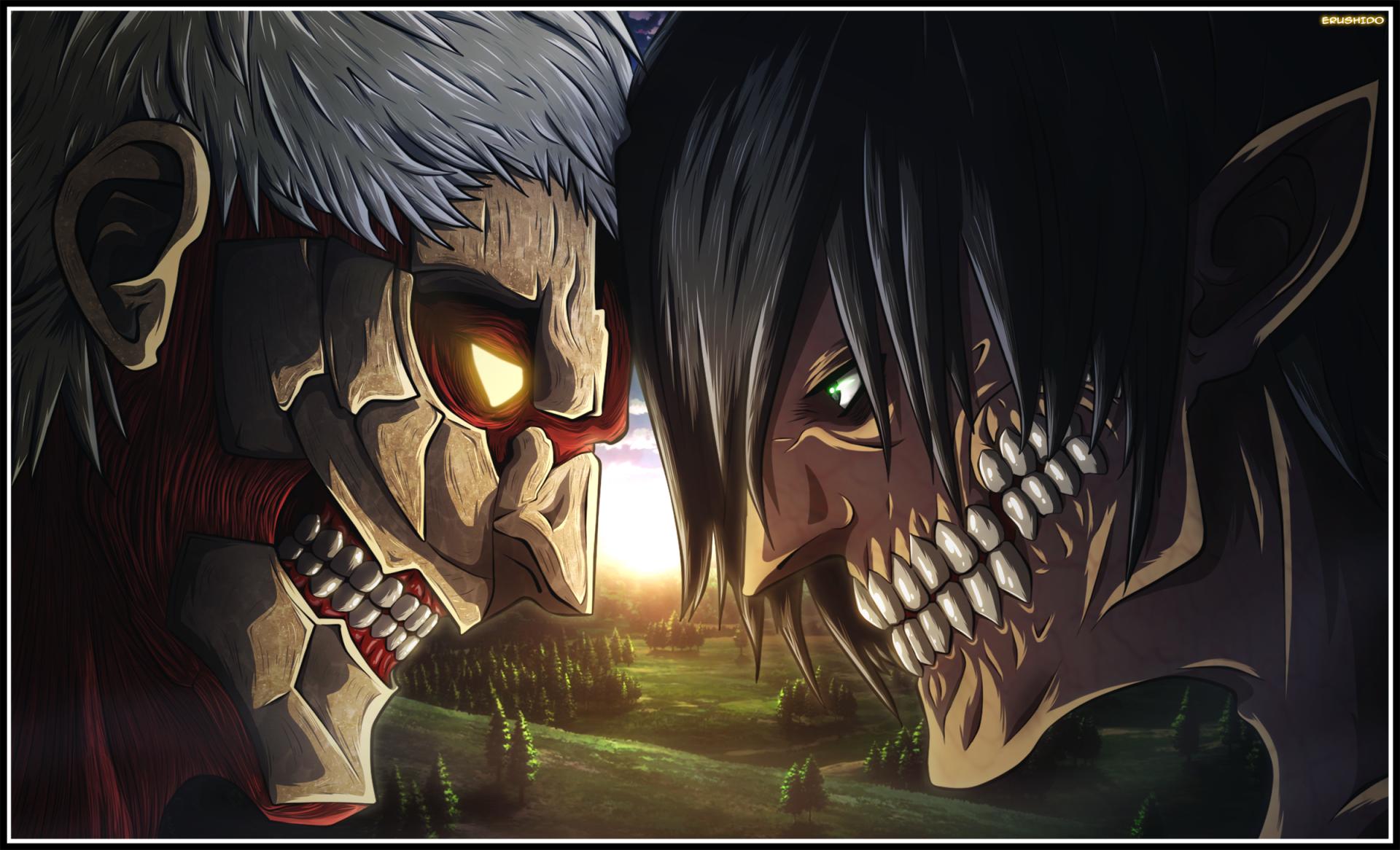 1920 x 1166 · png - Armored Titan and Eren head to head HD Wallpaper | Background Image ...