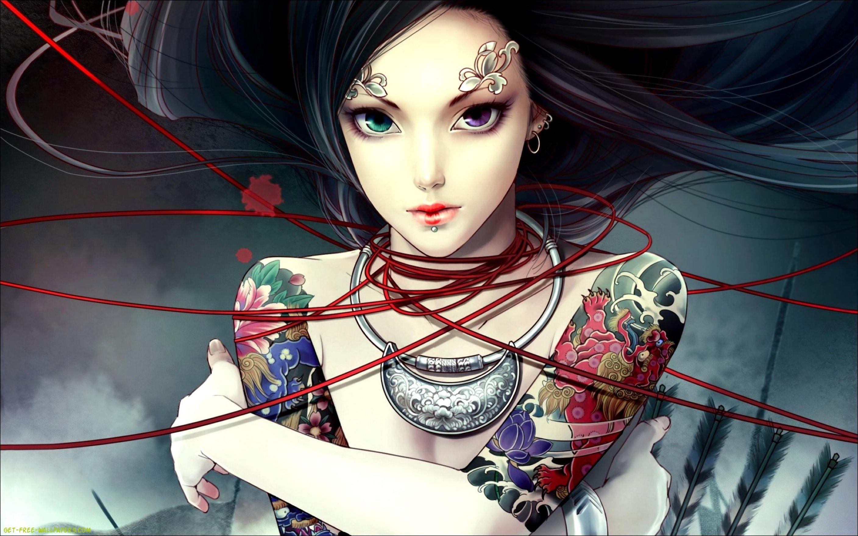 2816 x 1760 · jpeg - Anime Girl Tattoos Awesome Wallpaper: Desktop HD Wallpaper - Download ...