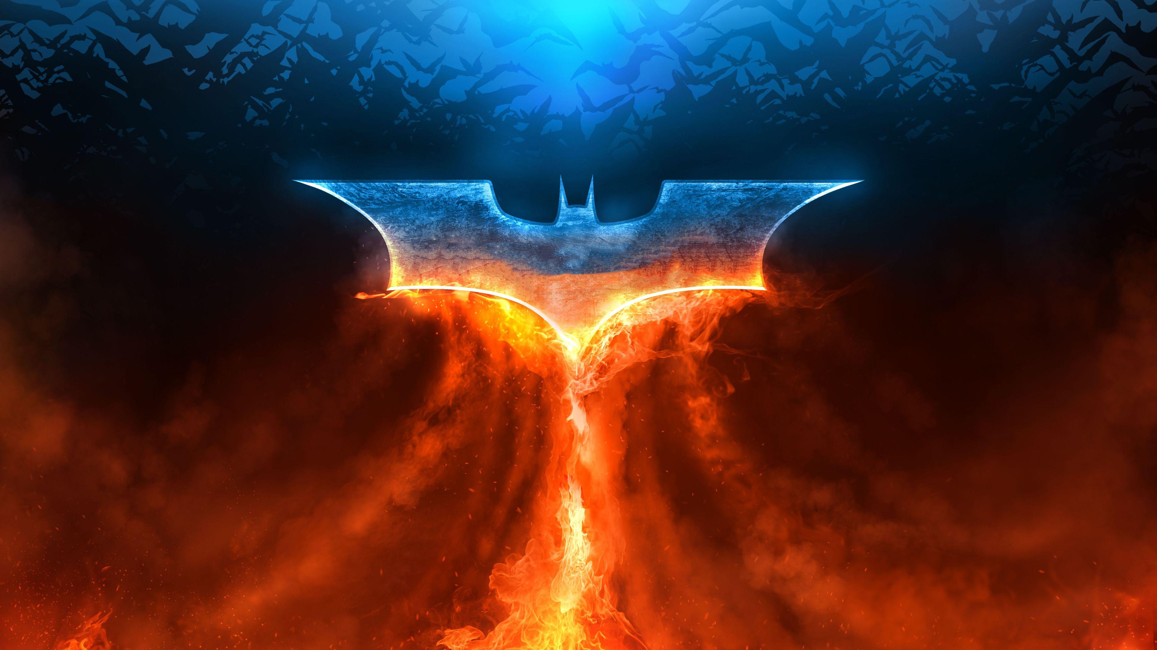 3840 x 2160 · jpeg - Batman Fire Rise Logo 4k superheroes wallpapers, logo wallpapers, hd ...