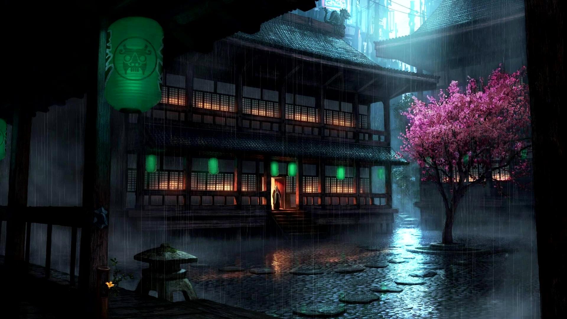 1920 x 1080 · jpeg - Anime Backyard Rain [Beautiful 60fps Animation] [SAO-Gracefully] Live ...