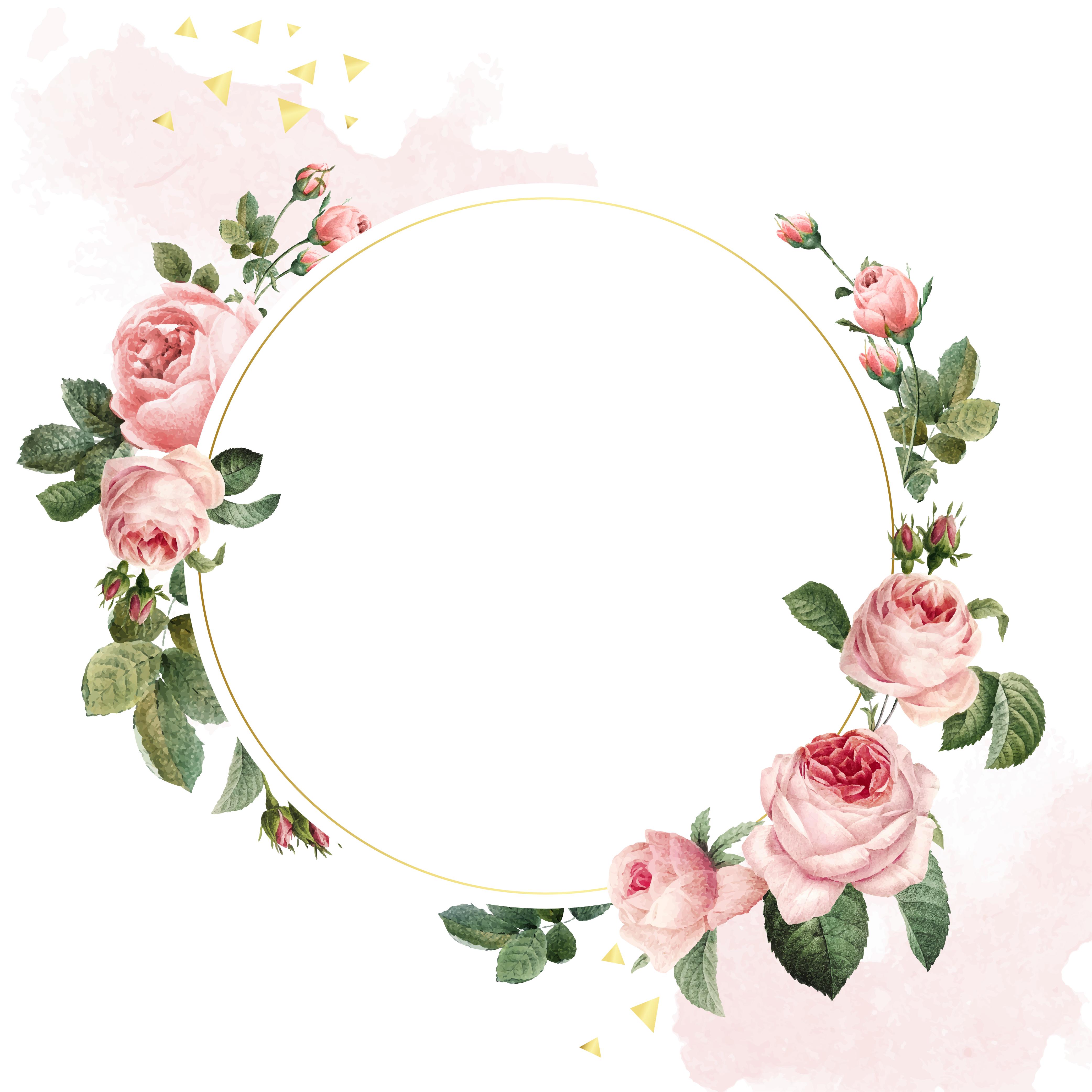 4167 x 4167 · jpeg - Blank round pink roses frame vector on white and pink background ...