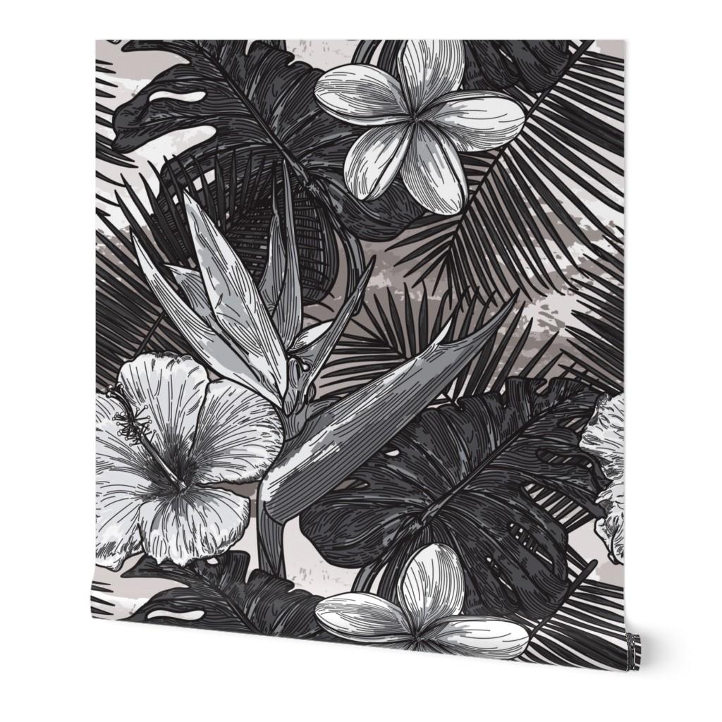 1024 x 1024 · jpeg - Wallpaper Roll Tropical Black And White Floral Bold Funky Wild Cool ...