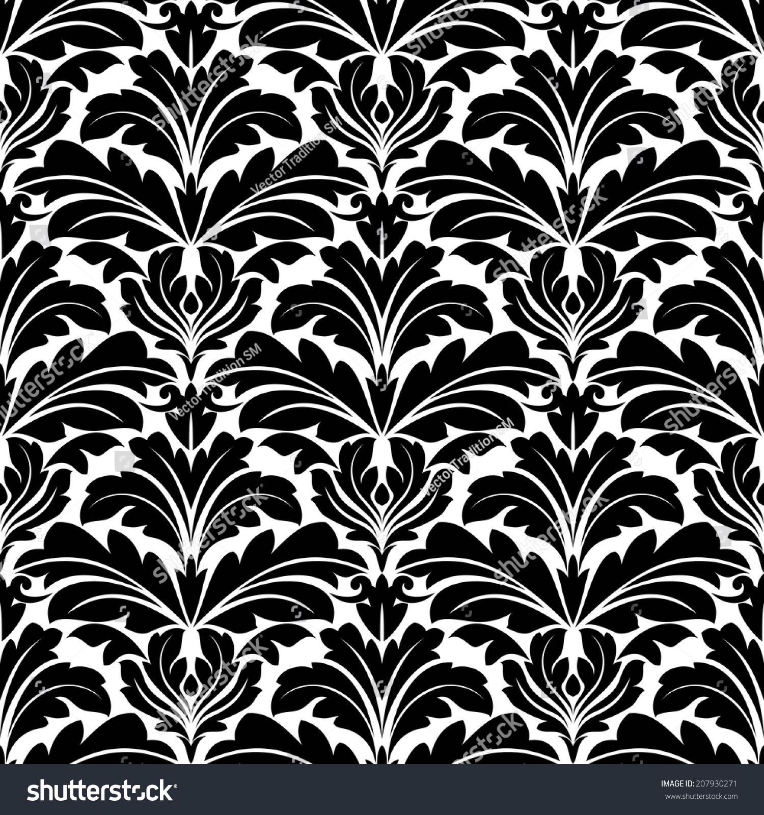 1500 x 1600 · jpeg - Bold Black And White Damask Floral Seamless Pattern With A Repeat Motif ...