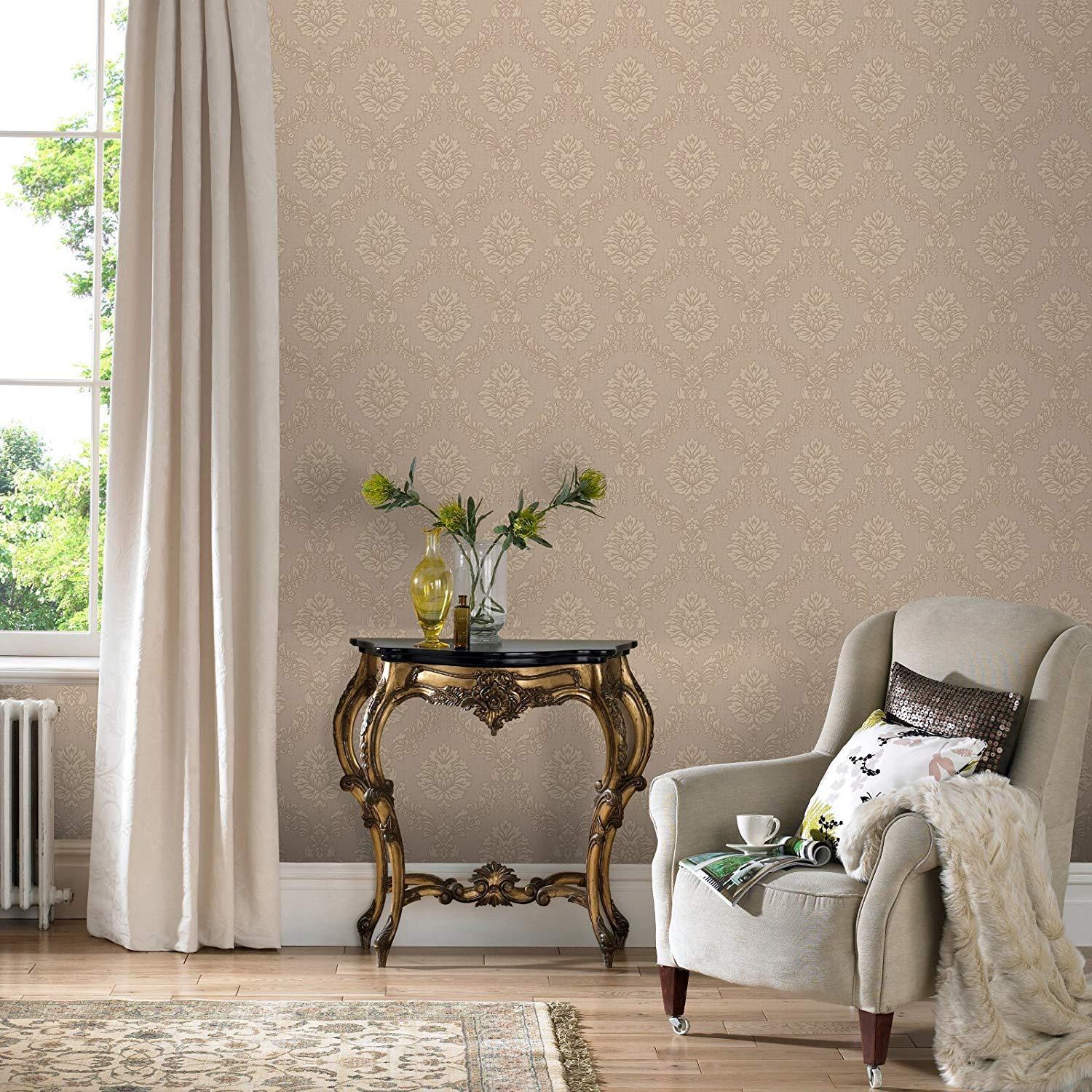 1500 x 1500 · jpeg - Graham and Brown Jacquard Damask Beige and Gold With Gold Glitter ...