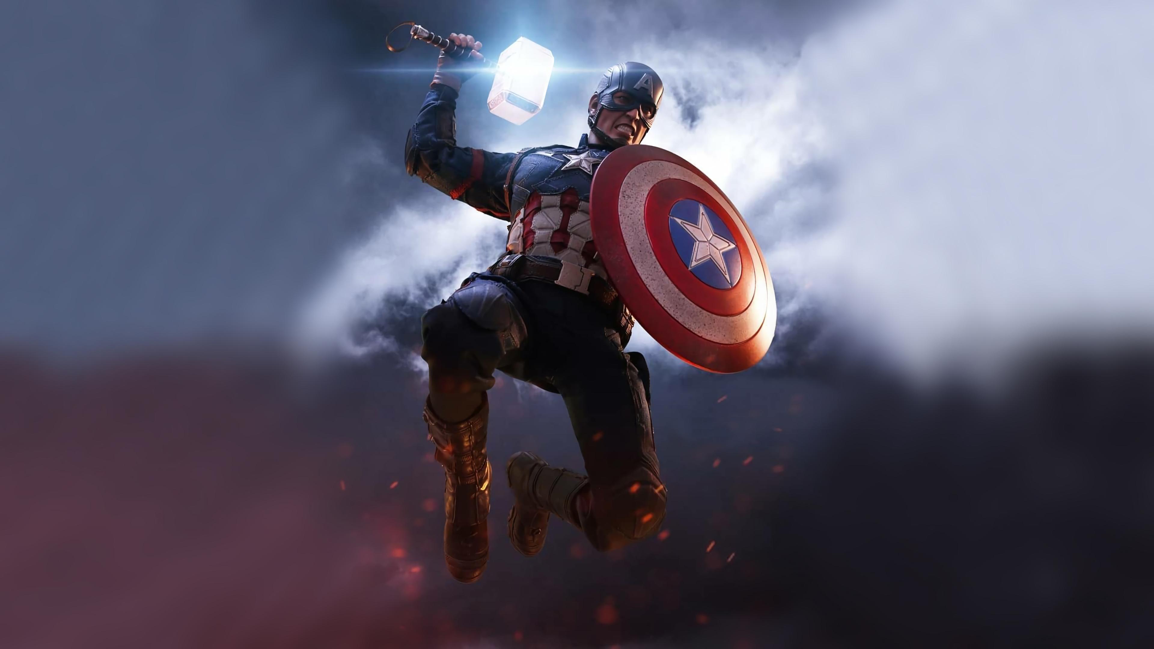 3840 x 2160 · jpeg - Captain America Mjolnir Artwork 4k, HD Superheroes, 4k Wallpapers ...