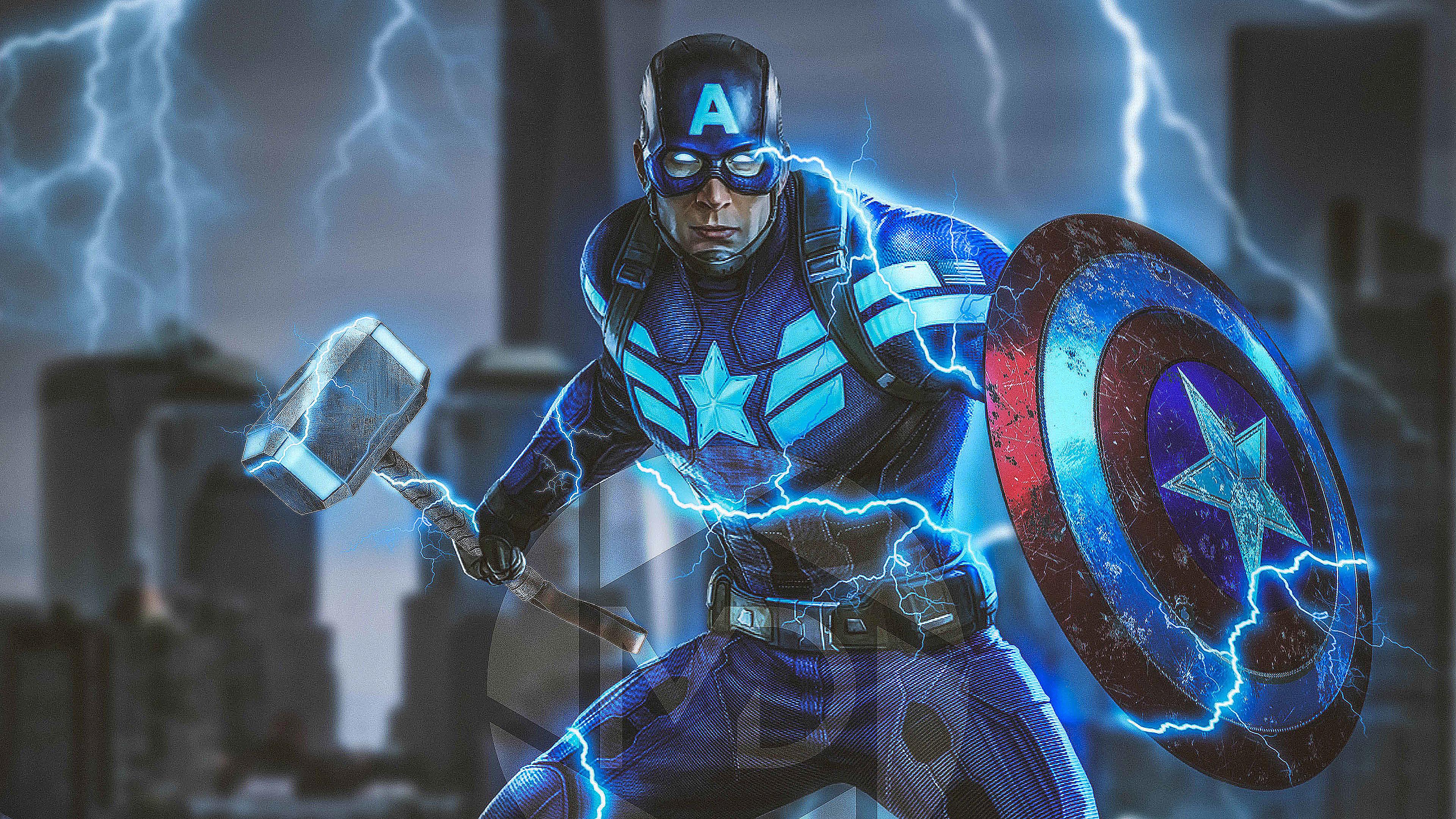 3840 x 2160 · jpeg - Captain America Mjolnir Avengers Endgame 4k 2019 superheroes wallpapers ...