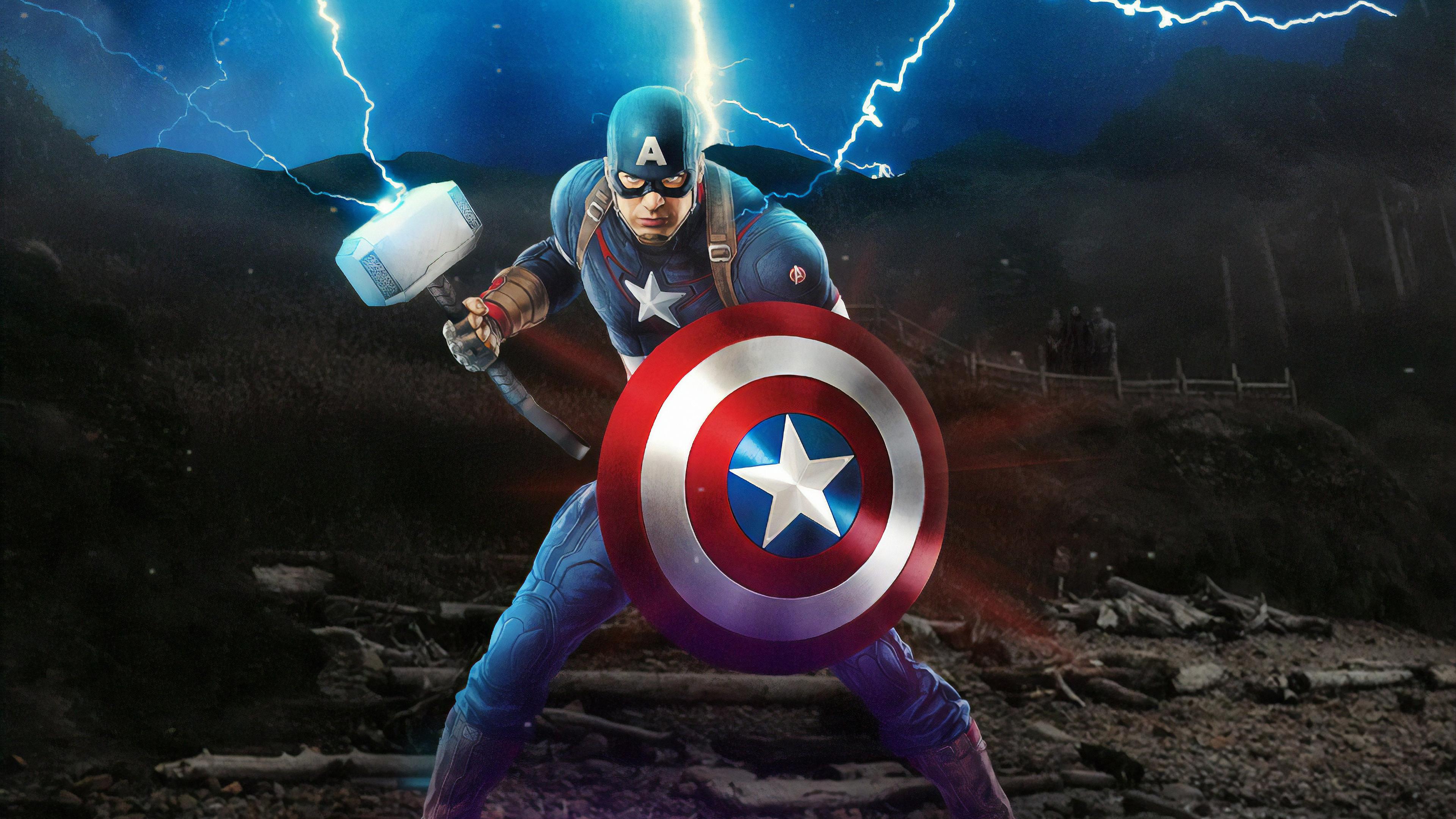 3840 x 2160 · jpeg - 1280x1024 Captain America Mjolnir Avengers Endgame 4k Artwork 1280x1024 ...