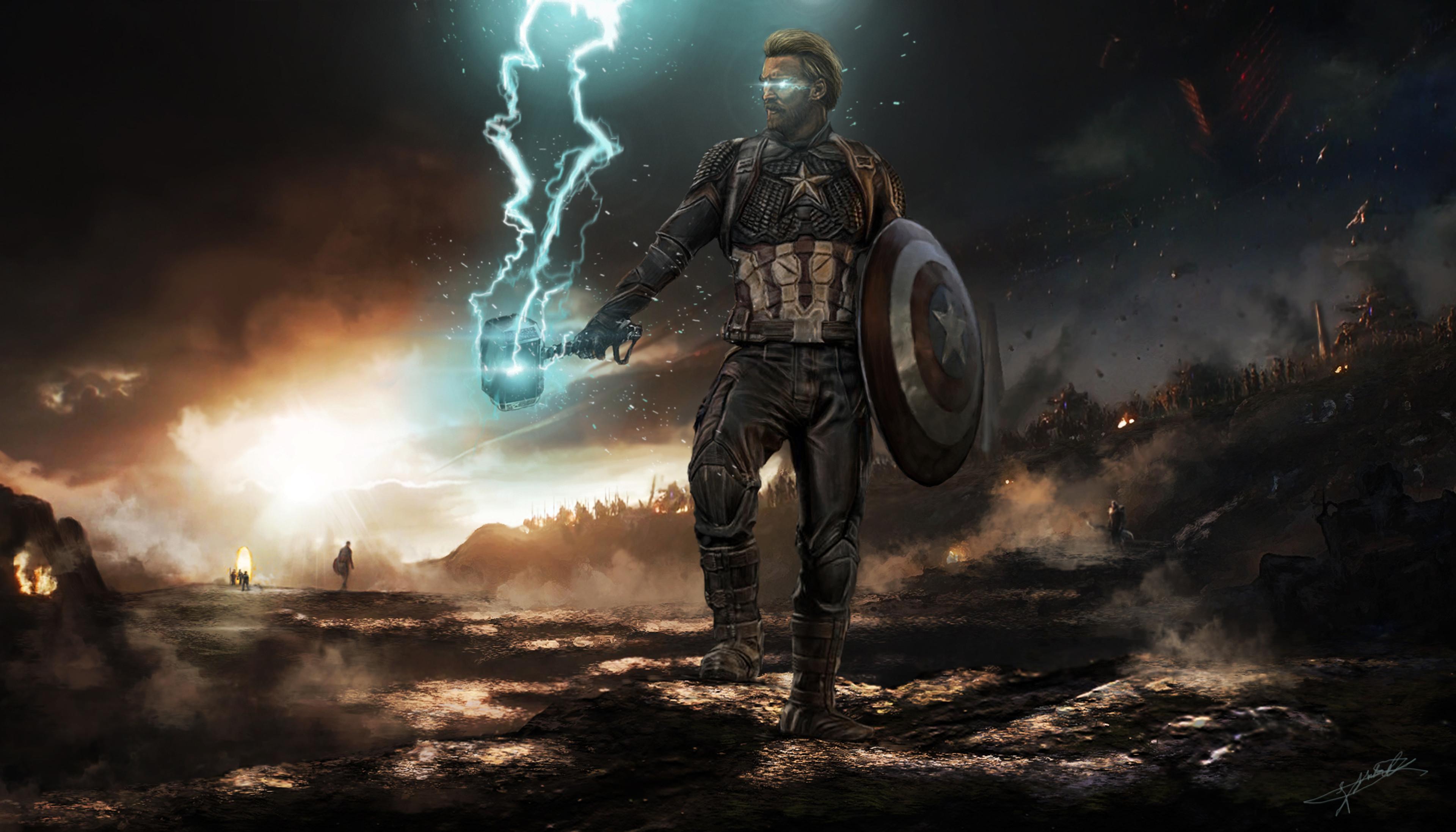 3840 x 2194 · jpeg - Captain America Mjolnir Thunder And Shield 2020 4k, HD Superheroes, 4k ...