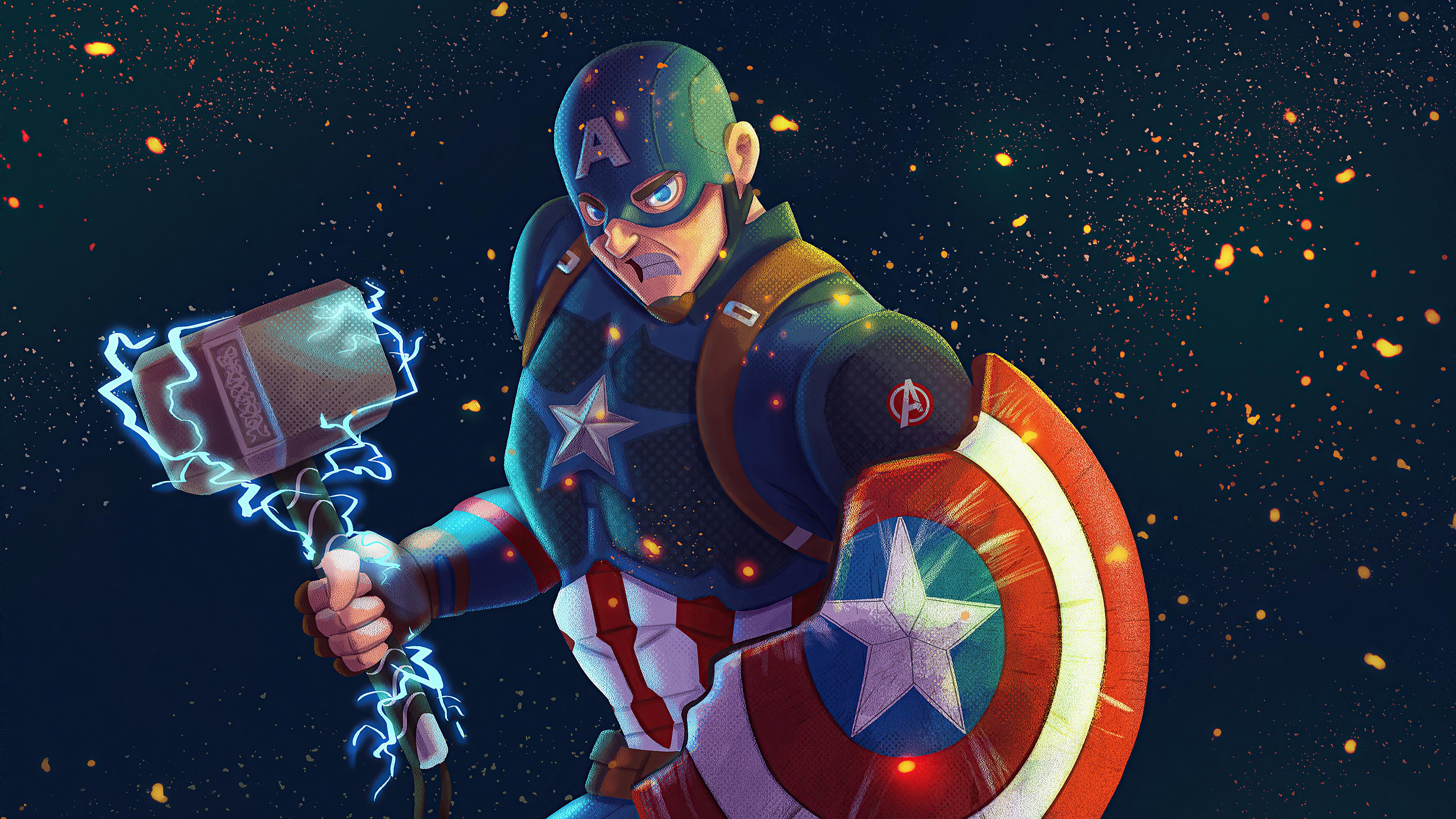 3840 x 2160 · jpeg - 3840x2160 Captain America Mjolnir Artwork 4k 2020 4k HD 4k Wallpapers ...