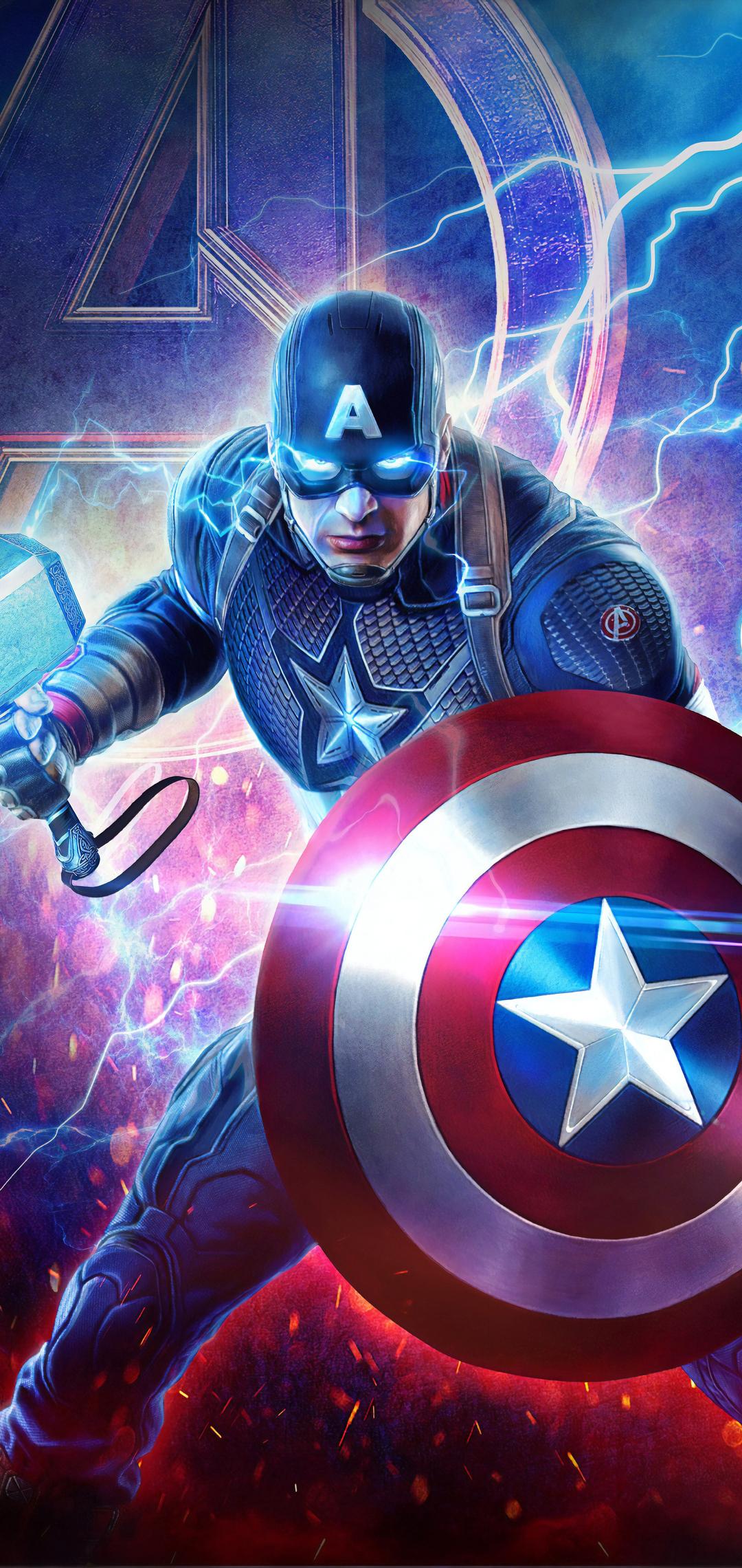 1080 x 2280 · jpeg - 1080x2280 2019 Captain America Mjolnir Avengers Endgame 4k One Plus 6 ...