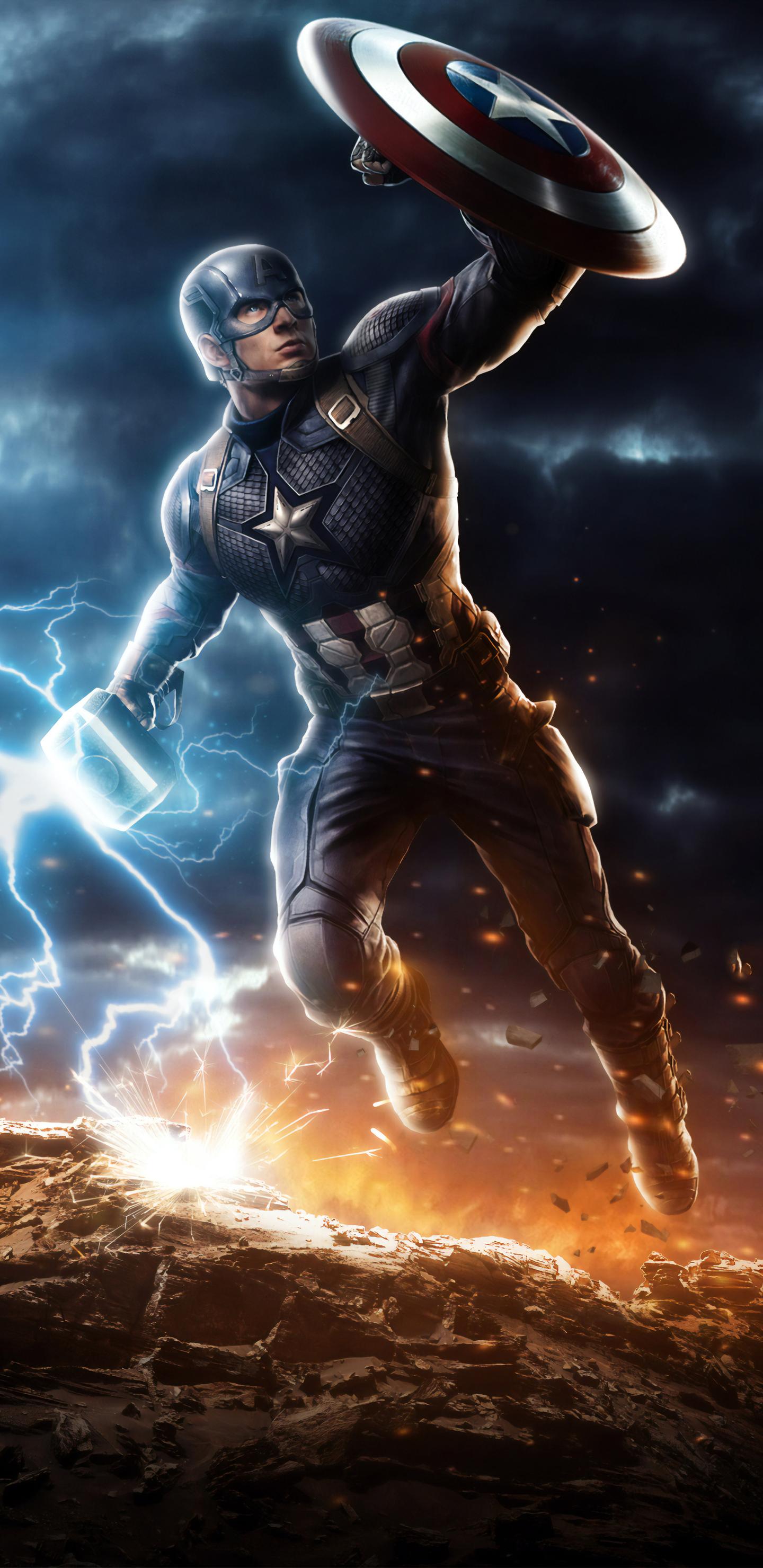 1440 x 2960 · jpeg - 1440x2960 Captain America Mjolnir Avengers Endgame 4k Art Samsung ...