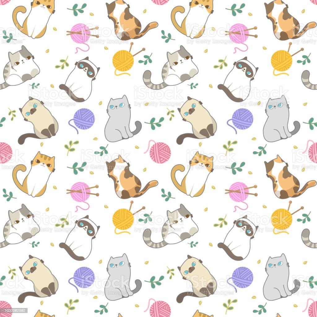1024 x 1024 · jpeg - Vector Illustration Cats Seamless Pattern Different Type Of Cute ...