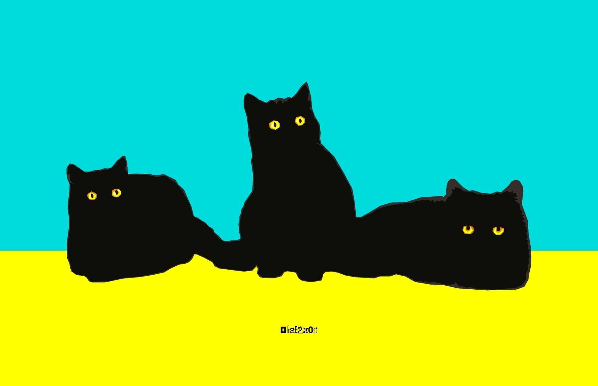 1920 x 1238 · jpeg - Computer graphic art print image file of three black cats in minimal ...