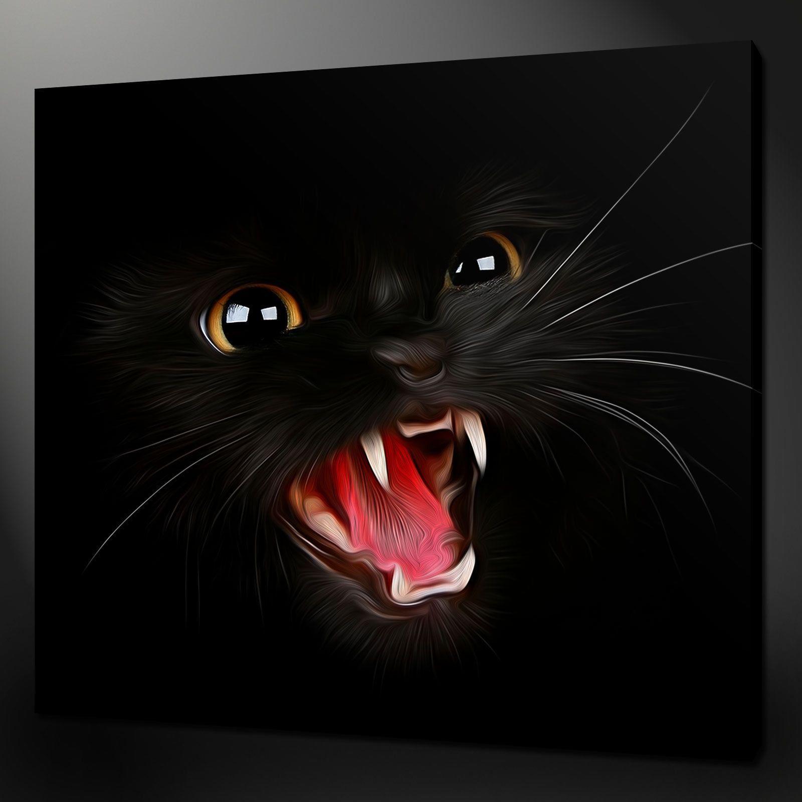 1600 x 1600 · jpeg - BLACK CAT CANVAS WALL ART PICTURES PRINTS 12