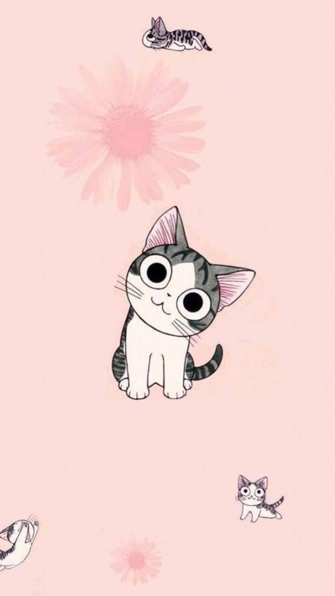 1080 x 1920 · jpeg - Funny Cartoon Cat iPhone Wallpaper | Cute cat wallpaper, Cute anime cat ...