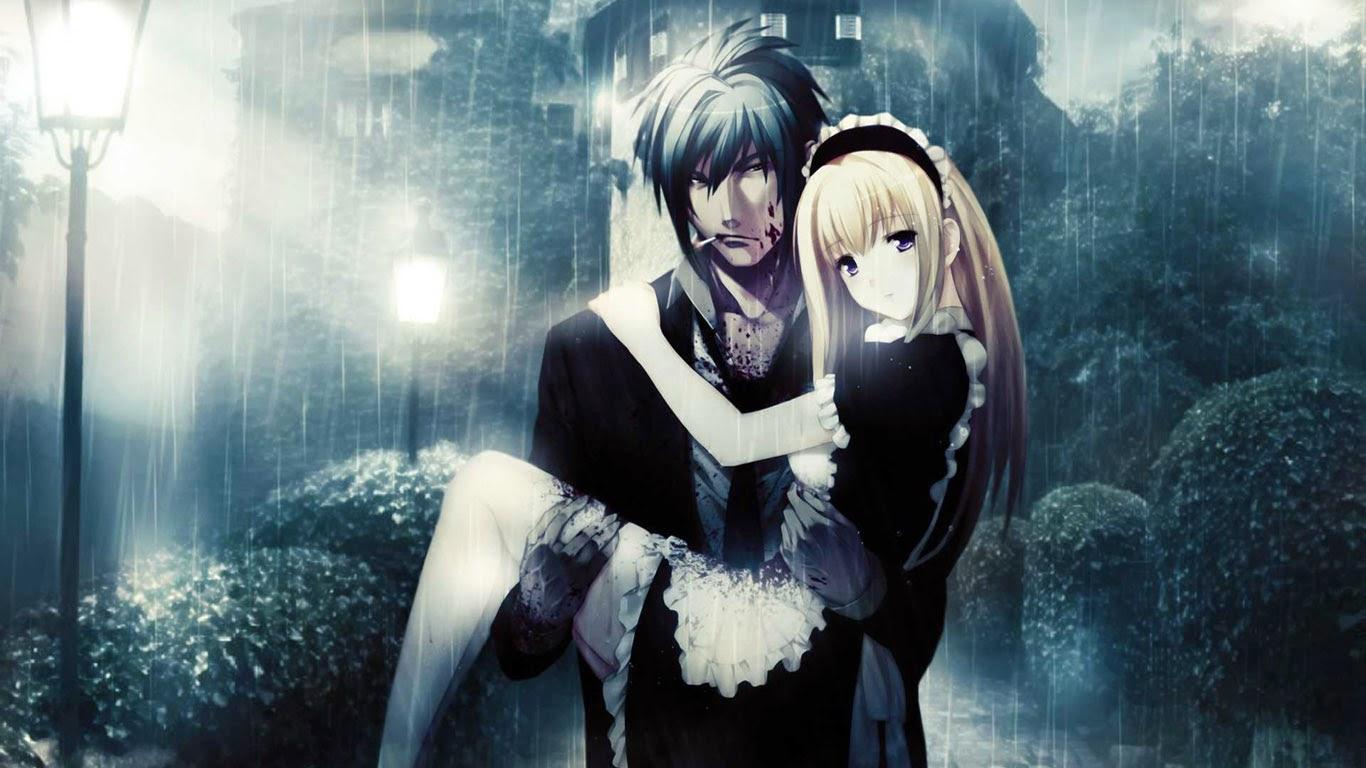 1366 x 768 · jpeg - Loving Cute Anime Couple HD Wallpaper | Best Love HD Wallpapers