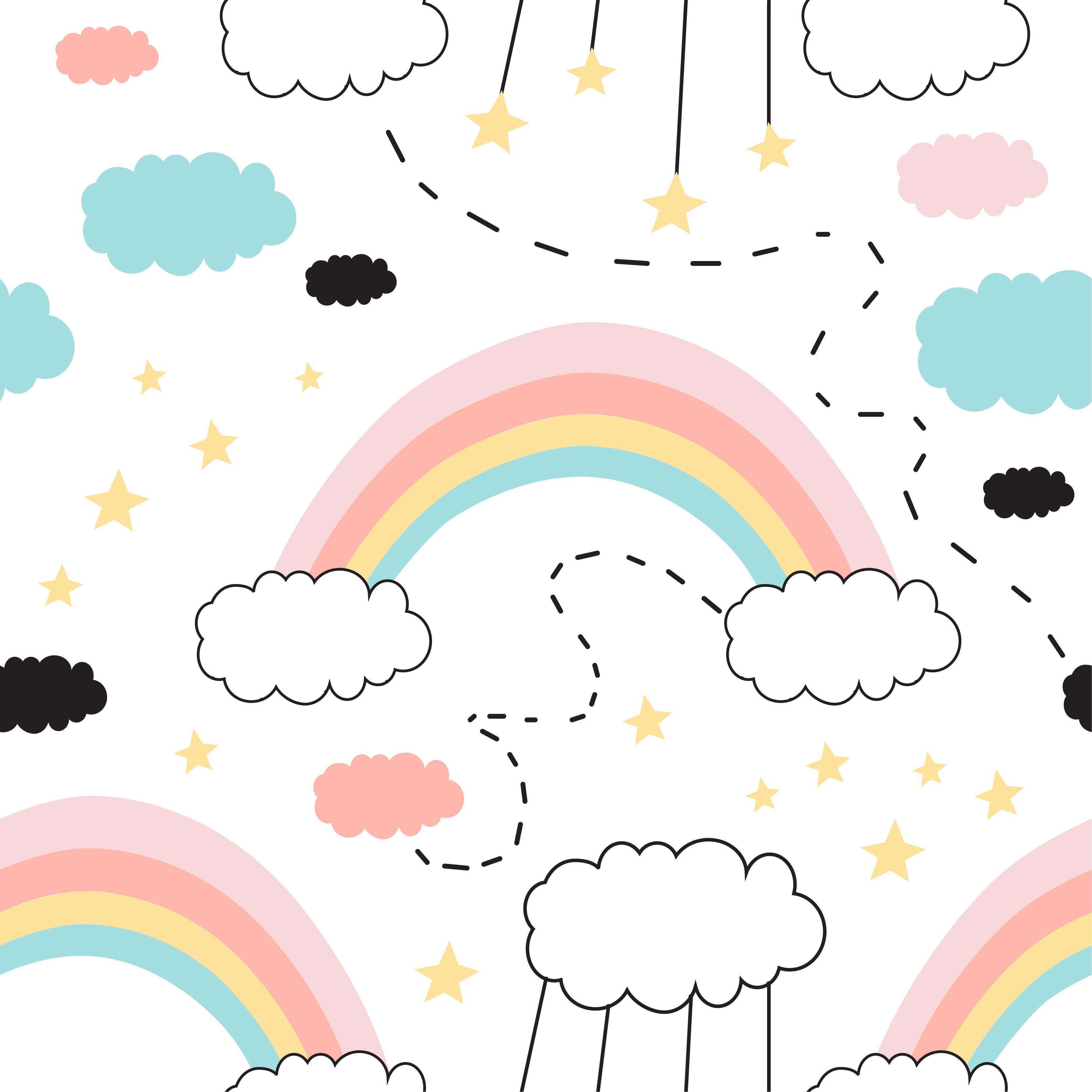 3334 x 3334 · jpeg - Seamless Pattern With Cute Rainbow, Stars, Clouds. | Wallpapers rainbow ...