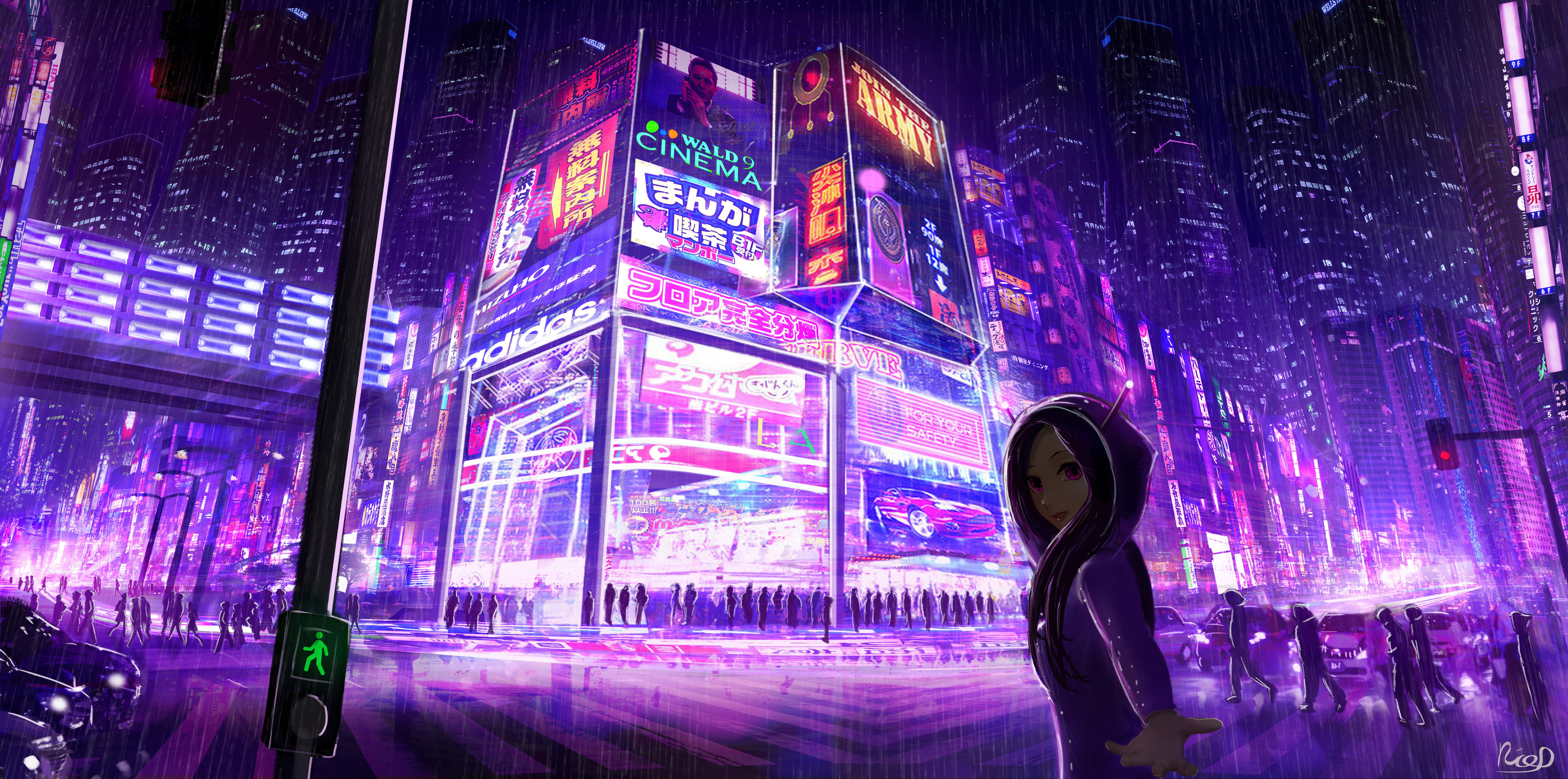 6290 x 3128 · jpeg - Cyberpunk Cityscape Girl Digital Art, HD Artist, 4k Wallpapers, Images ...