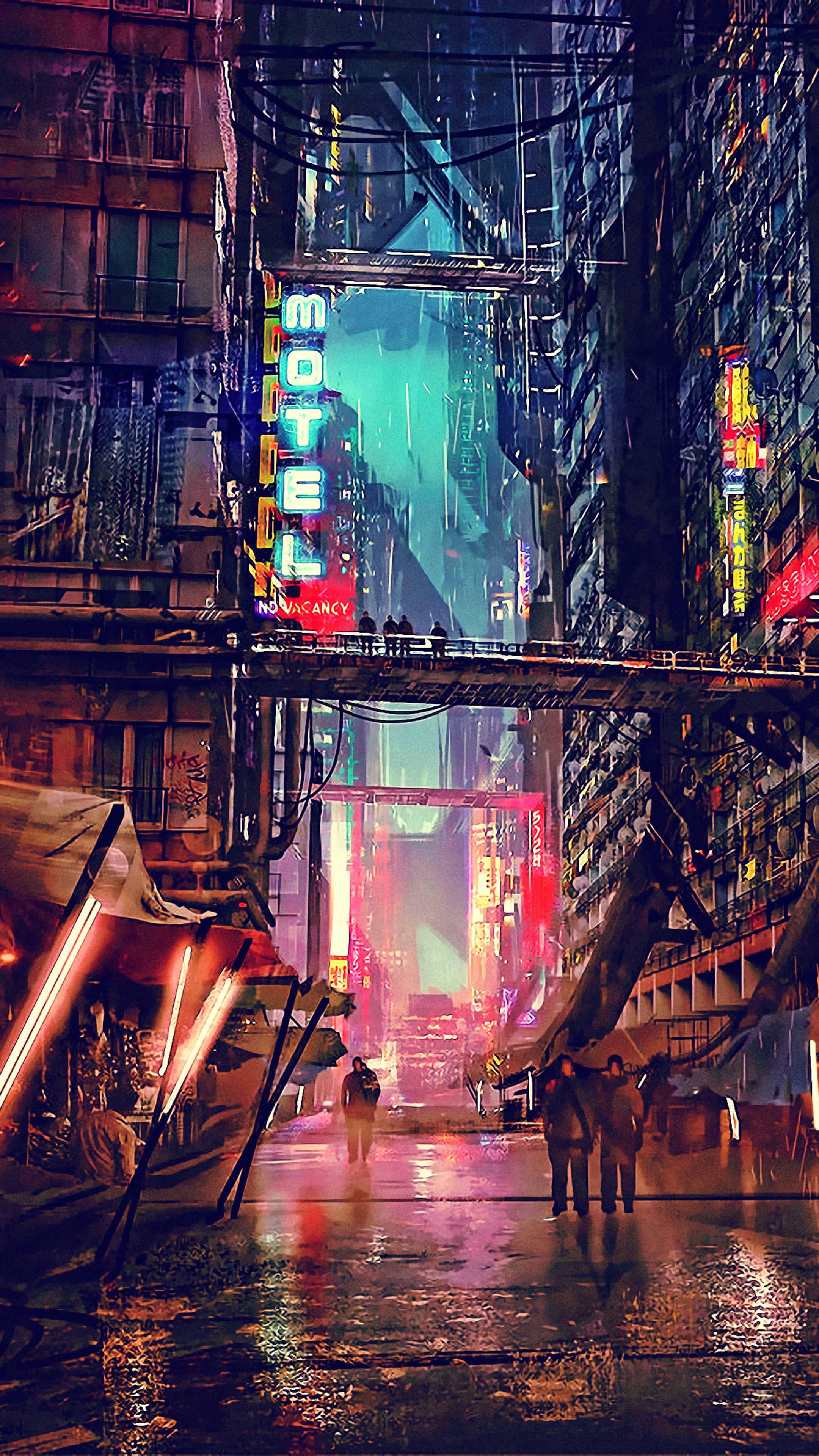 2160 x 3840 · jpeg - Sci-Fi Cyberpunk City 4K Ultra HD Mobile Wallpaper
