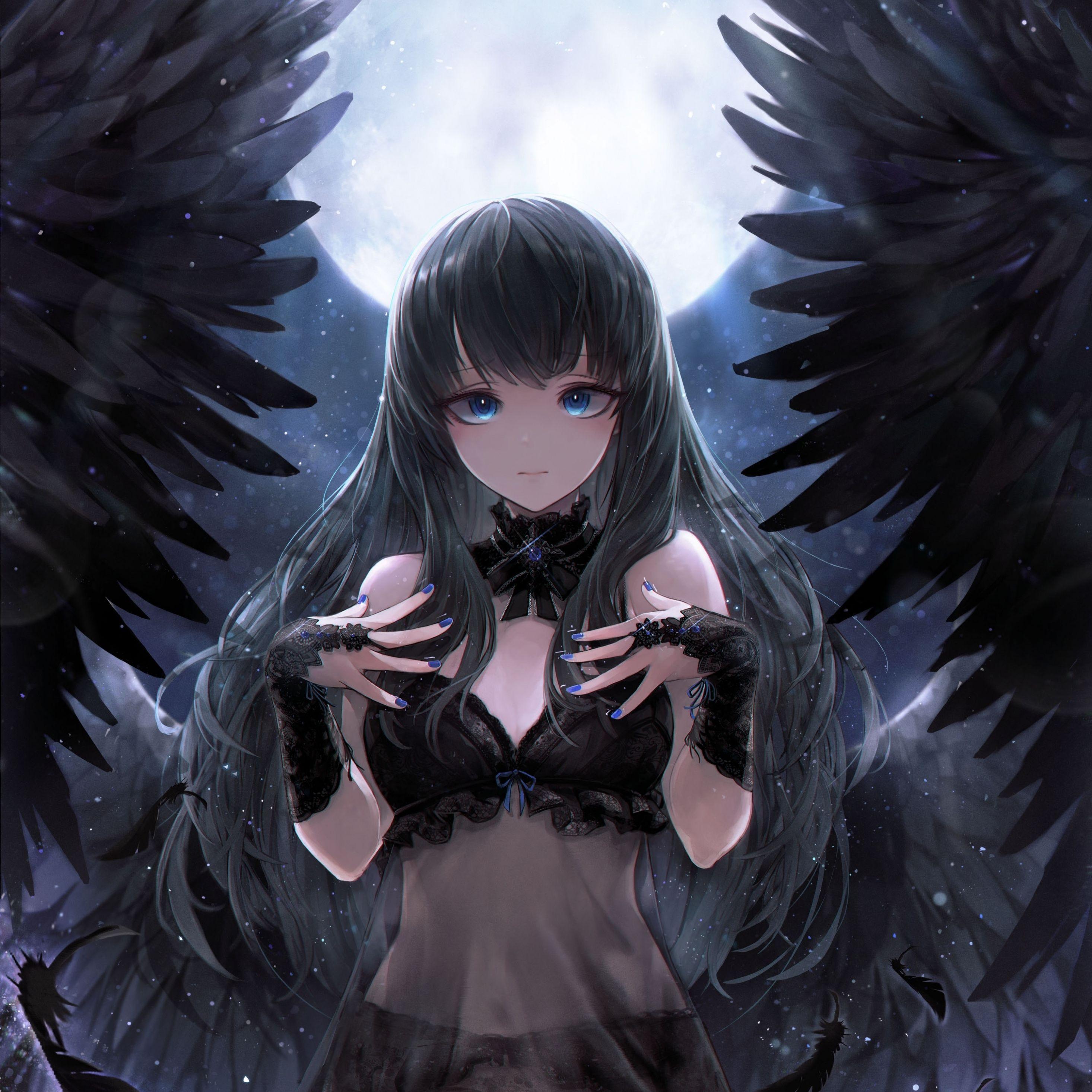2932 x 2932 · jpeg - Anime Girl Dark Angel Wallpapers - Wallpaper Cave