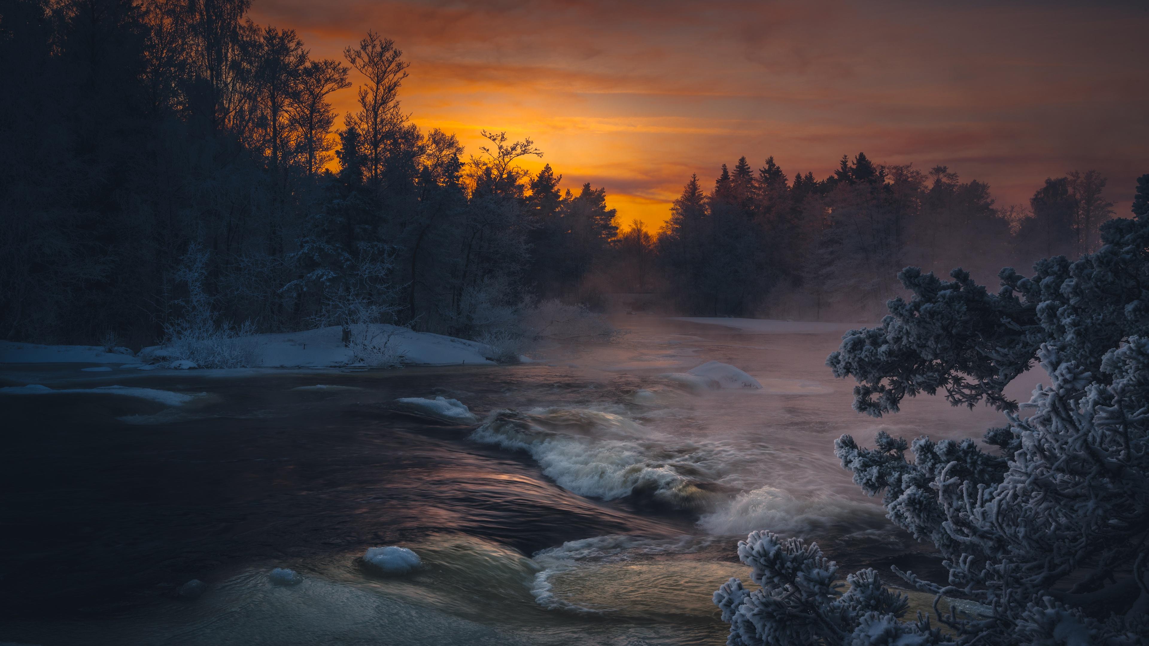 3840 x 2160 · jpeg - Dark Winter Lake Sunlight 4k, HD Nature, 4k Wallpapers, Images ...