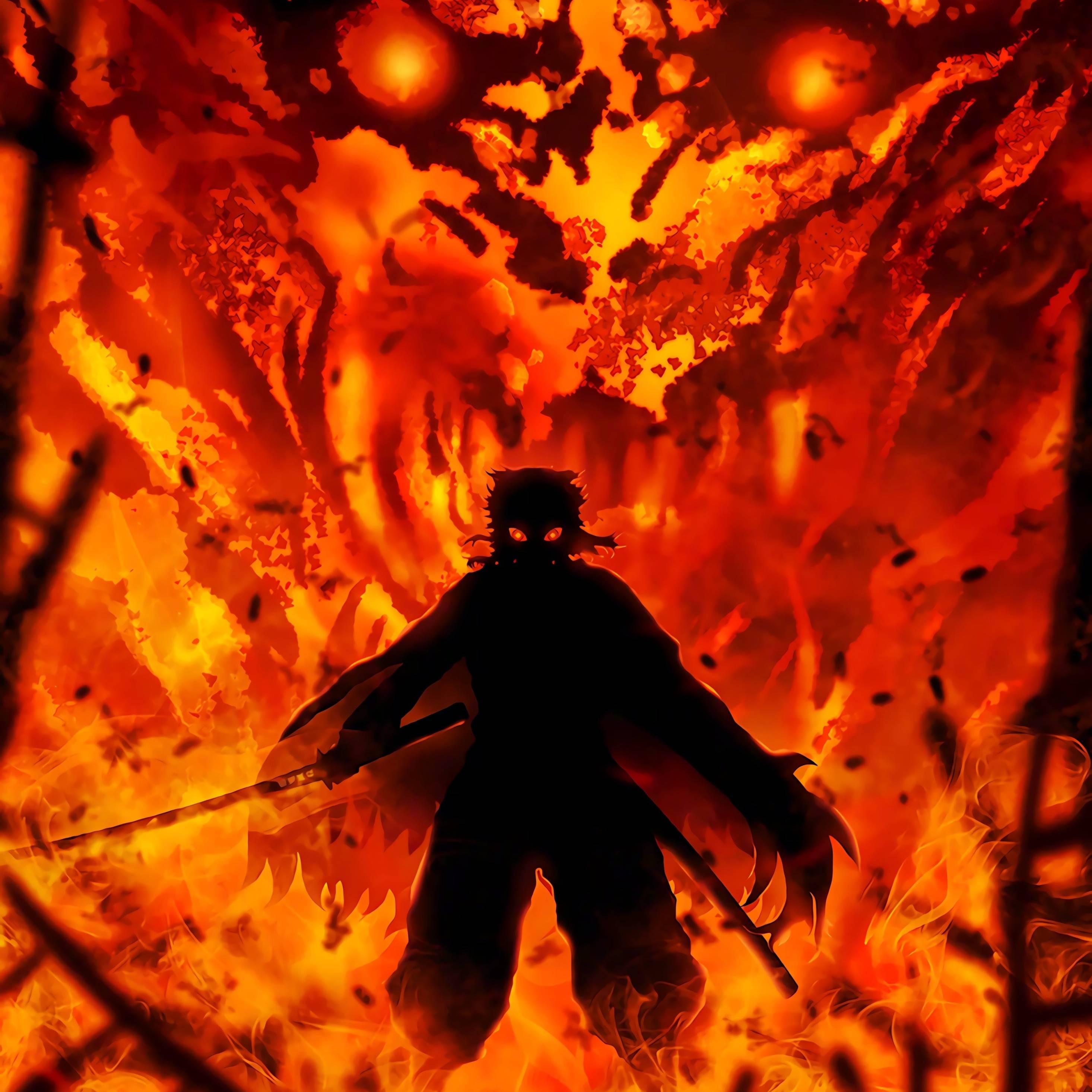 2932 x 2932 · jpeg - artfxjkimetsunoyaibakamado1: Demon Slayer Fire Hashira Wallpaper : Most ...