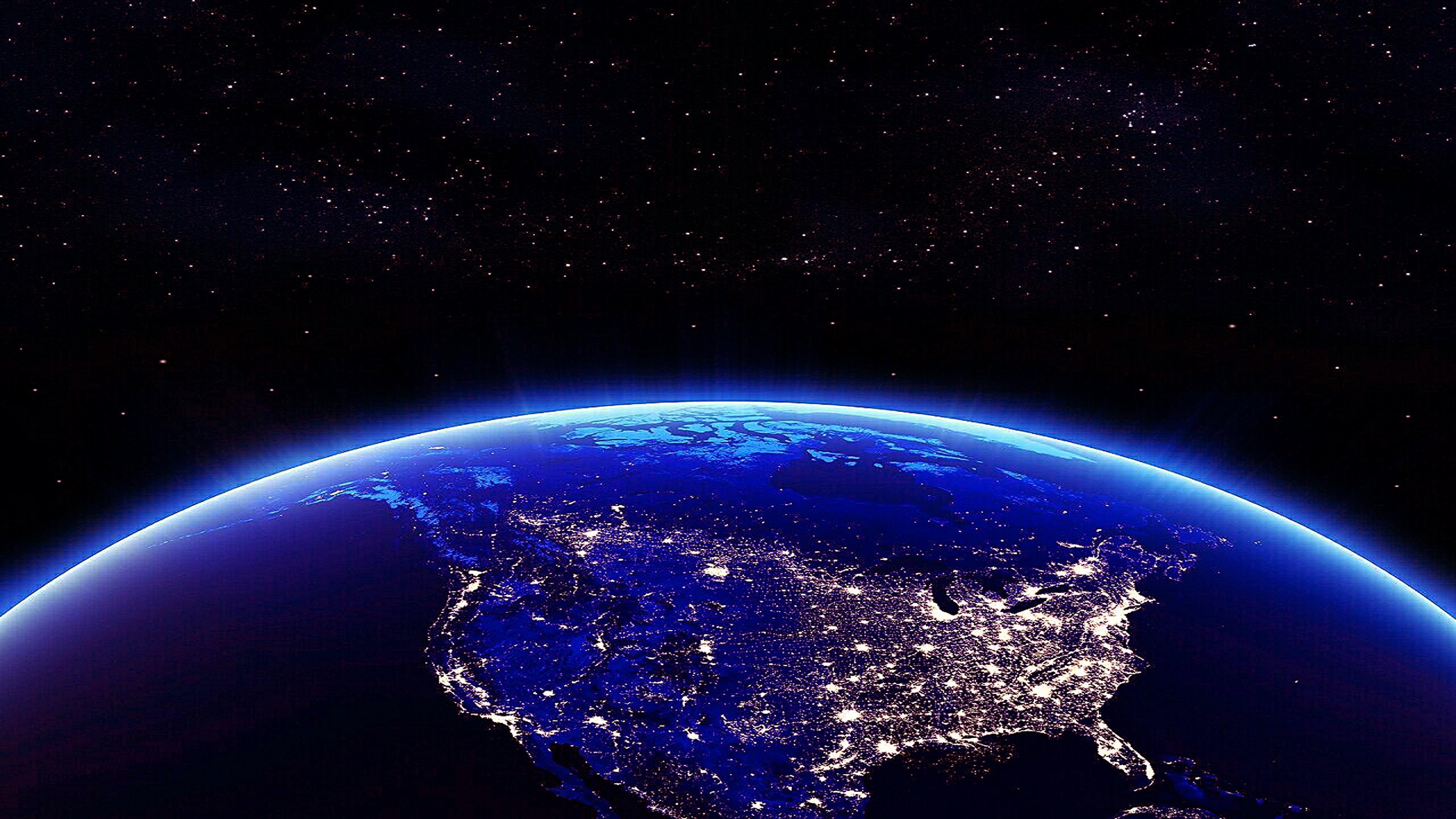 3840 x 2160 · jpeg - Earth North America In The Night View From Space 4k Wallpaper For ...