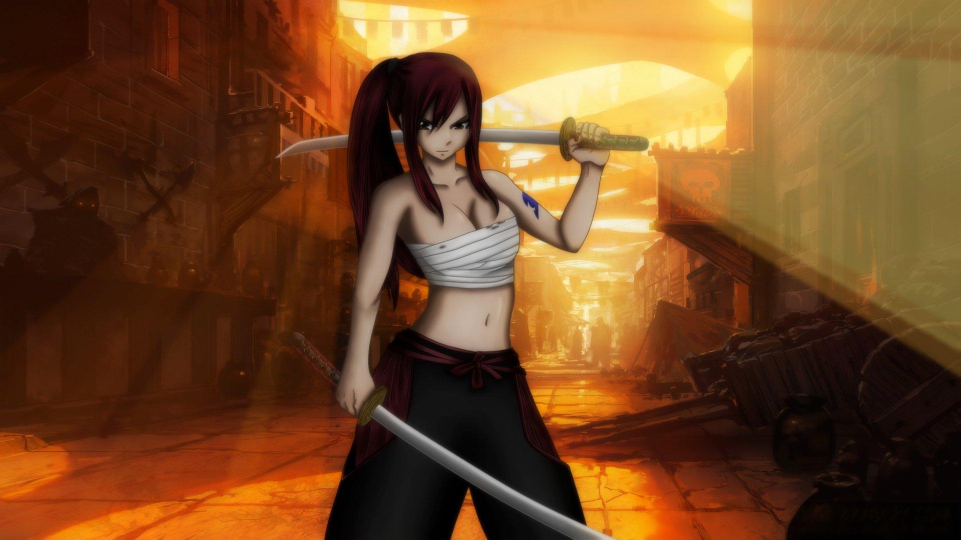 1920 x 1080 · jpeg - Erza Scarlet - Town + Light Effect Full HD Wallpaper and Background ...