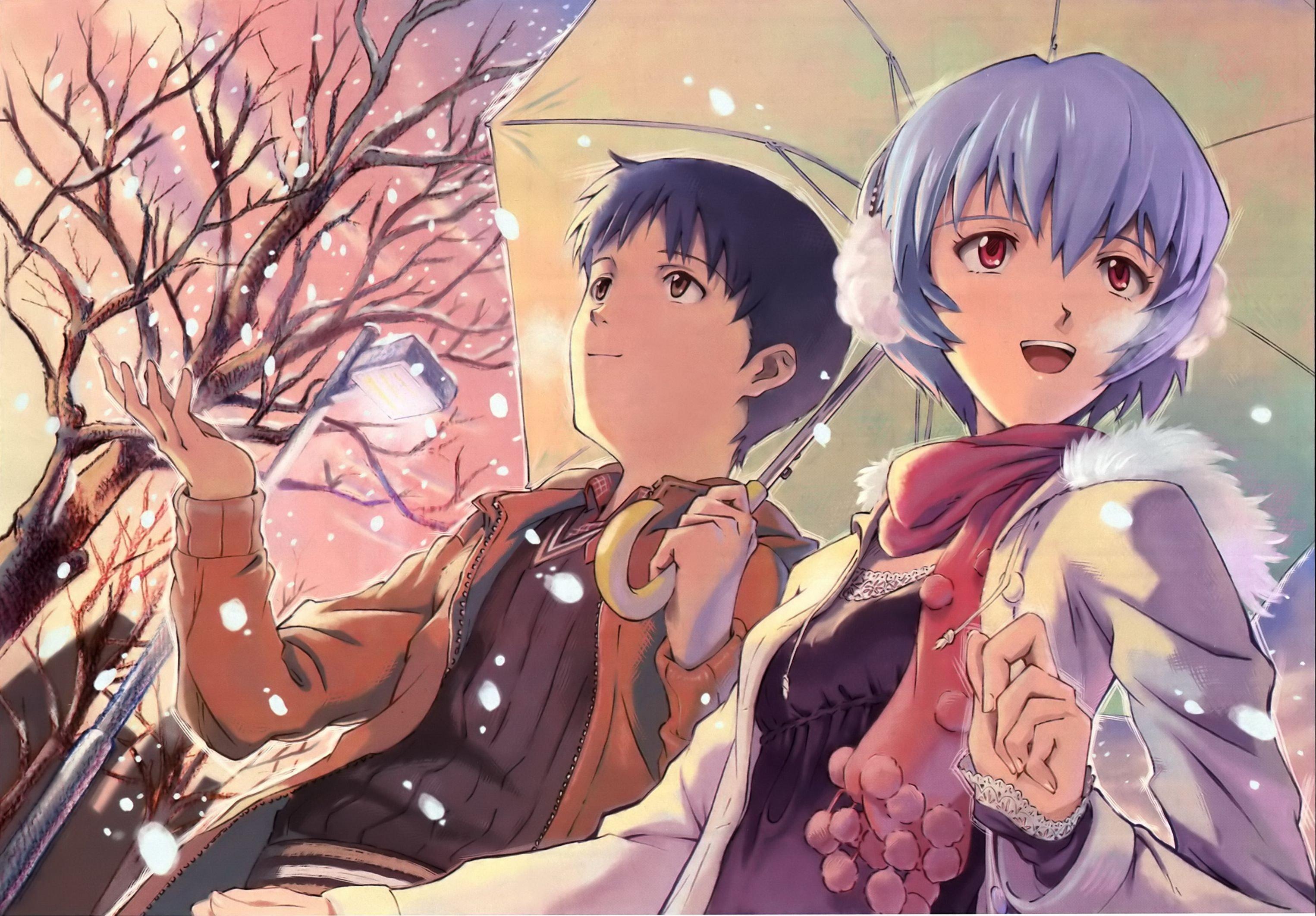 3051 x 2124 · jpeg - anime, Winter, Neon Genesis Evangelion, Ikari Shinji, Ayanami Rei ...