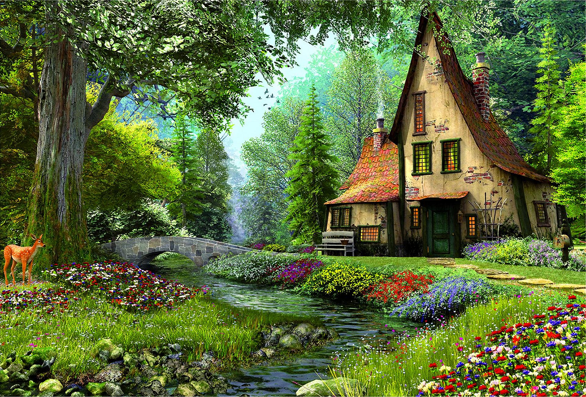 1920 x 1301 · png - Fairytale House in the Forest HD Wallpaper | Background Image ...