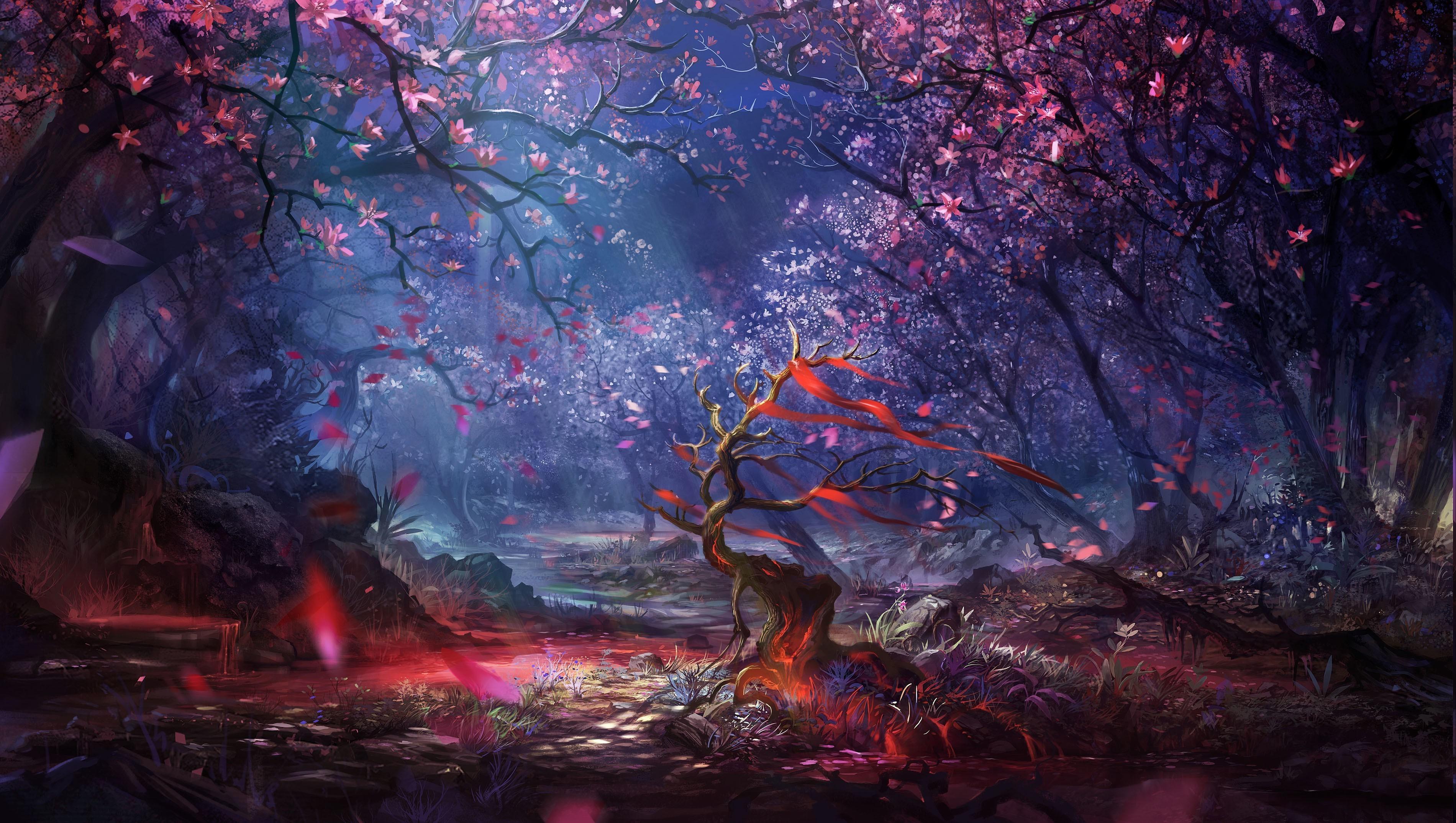 3800 x 2149 · jpeg - Big Type, Fairy Tale Forest Painting, Aljanh - Digital Art 4k ...