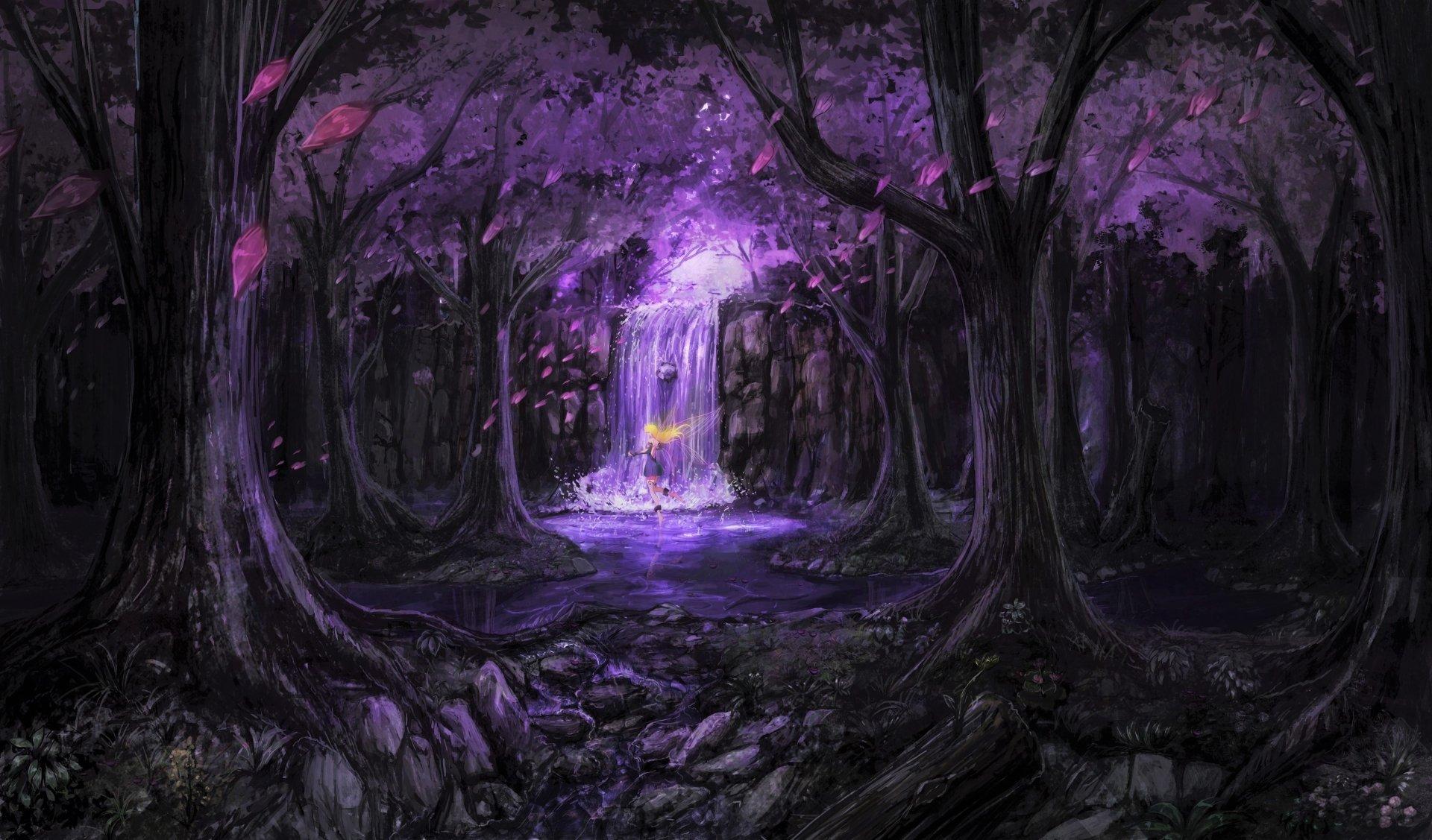 1920 x 1127 · jpeg - Fairy in Purple Fantasy Forest 4k Ultra HD Wallpaper | Background Image ...