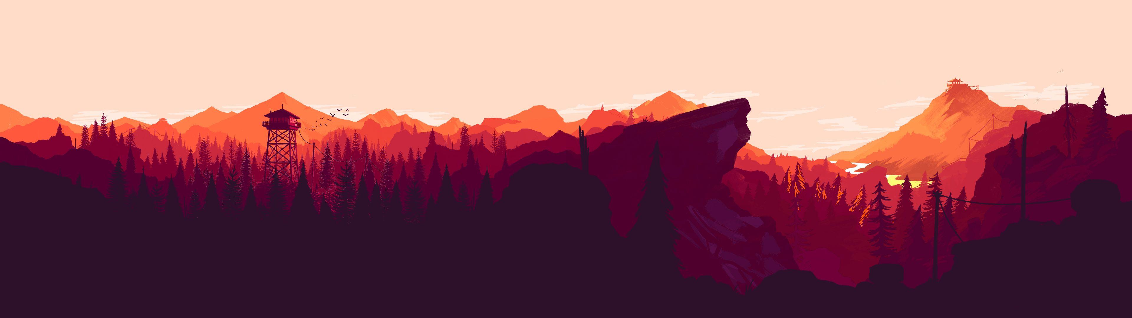 3840 x 1080 · jpeg - I made some dual and single monitor Firewatch wallpapers for different ...