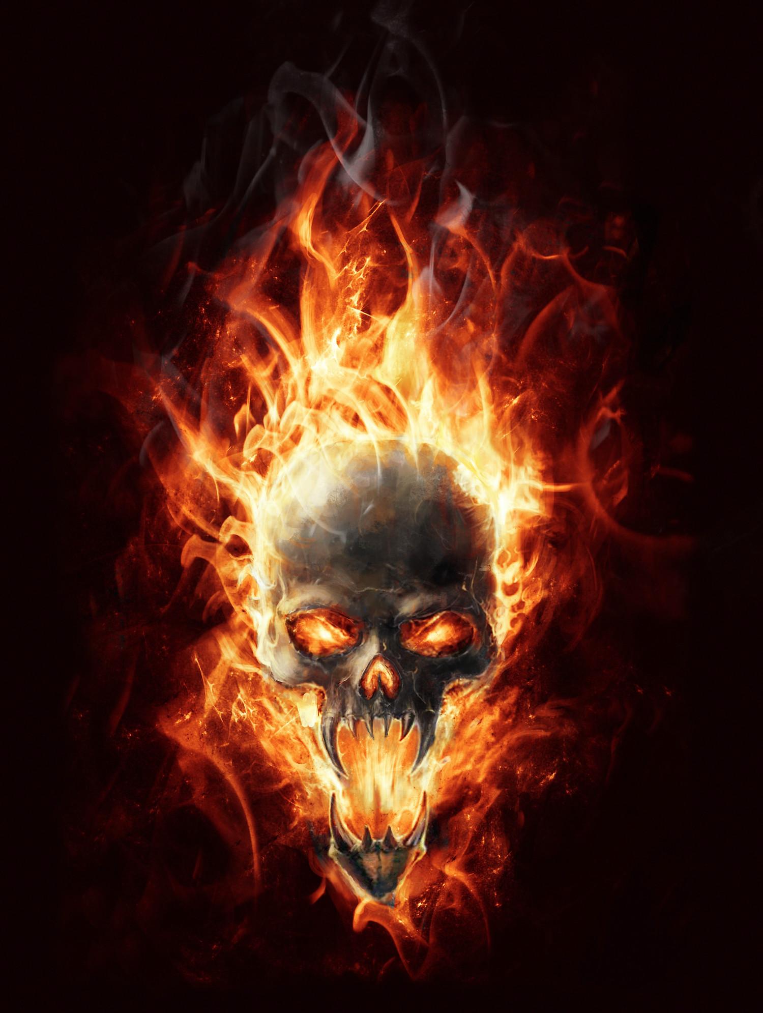 1500 x 1991 · jpeg - Flaming Skull Wallpapers (50+ images)