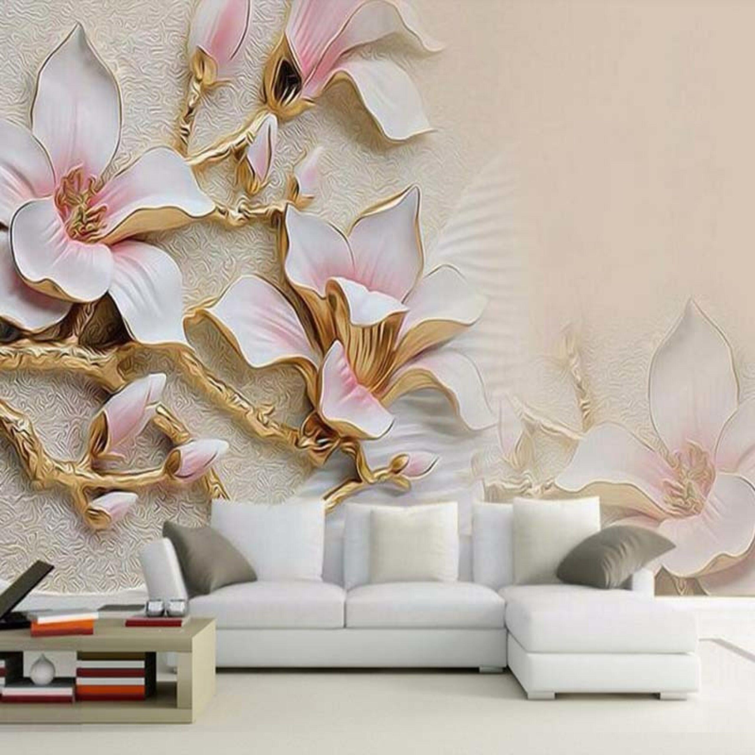 2560 x 2560 · jpeg - Custom 3D Mural Wallpaper Stereo Relief Magnolia Flower Wall Art ...