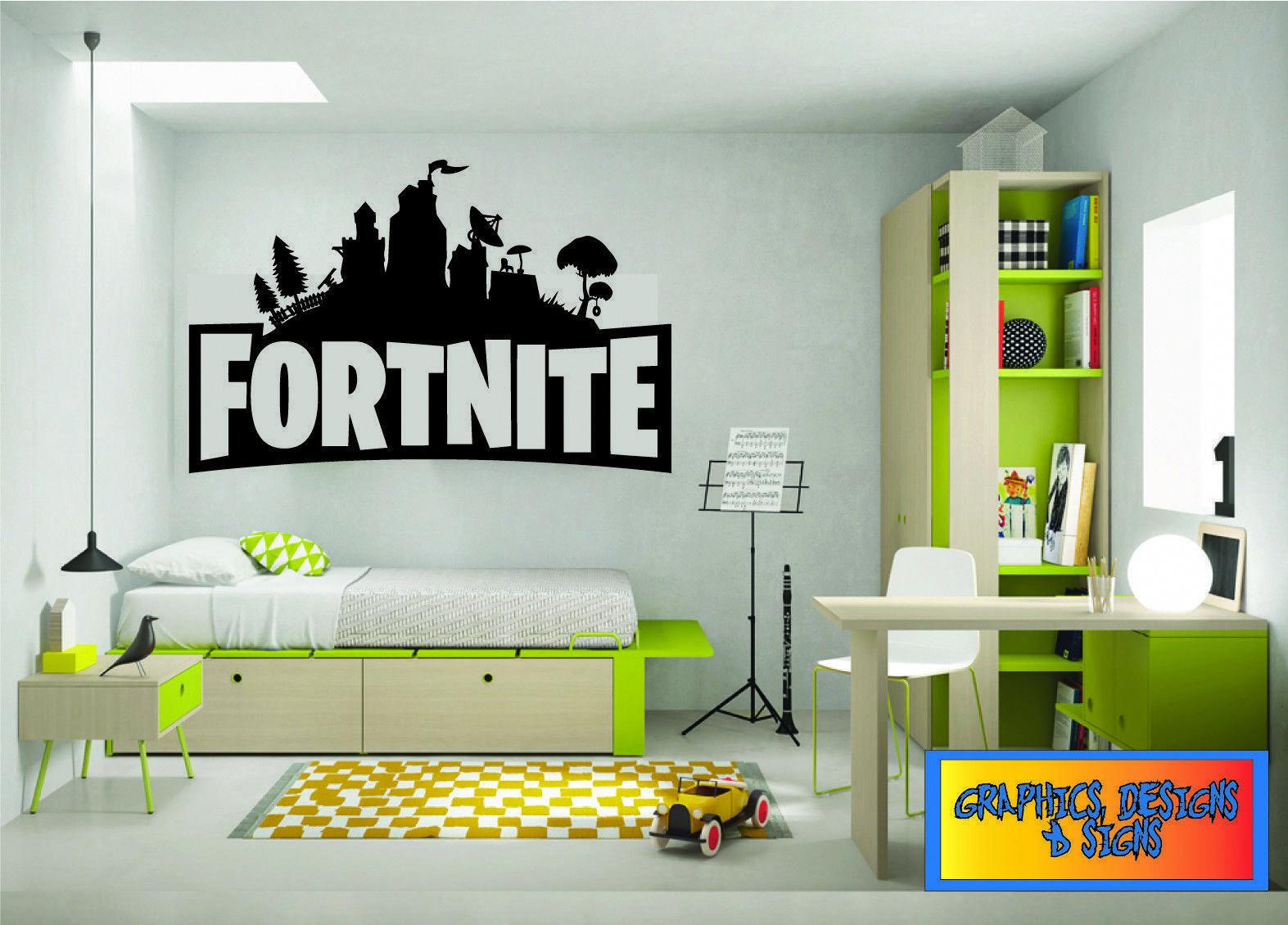 1573 x 1130 · jpeg - Childrens Wall Stickers Fortnite gaming Bedroom art logo 3 Fortnight ...