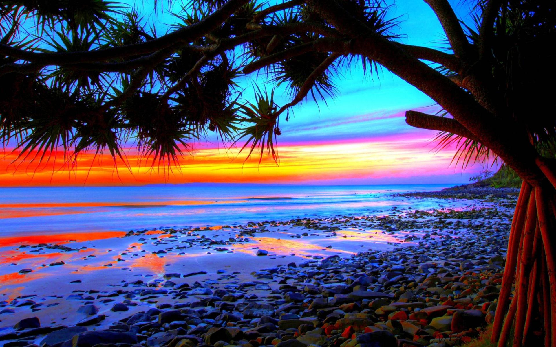 1920 x 1200 · jpeg - Tropical Landscape Colorful Beach Sunset Desktop Wallpapers Hd ...