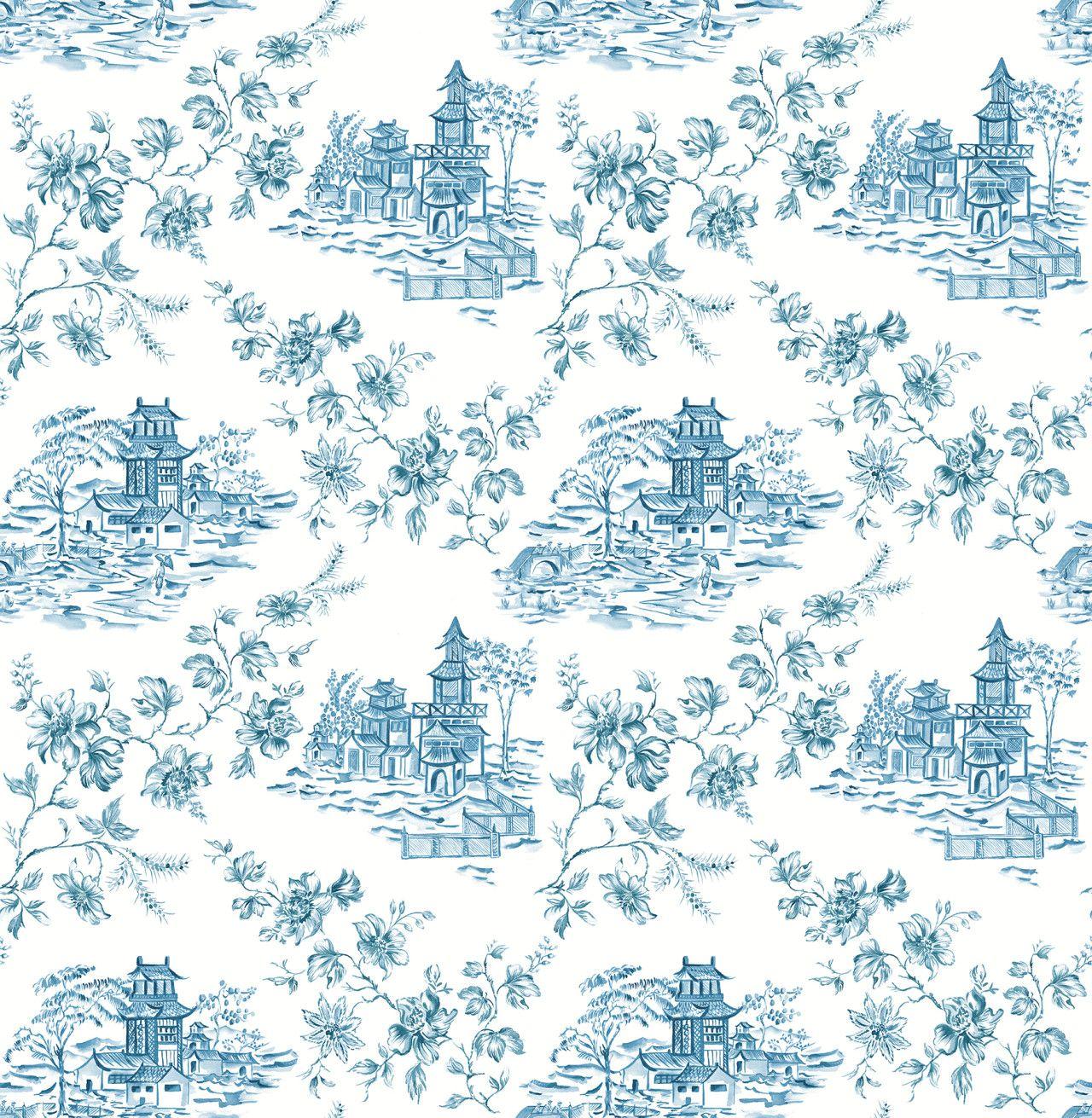 1280 x 1311 · jpeg - French Toile: Blue and White - This classic toile wallcovering is ...