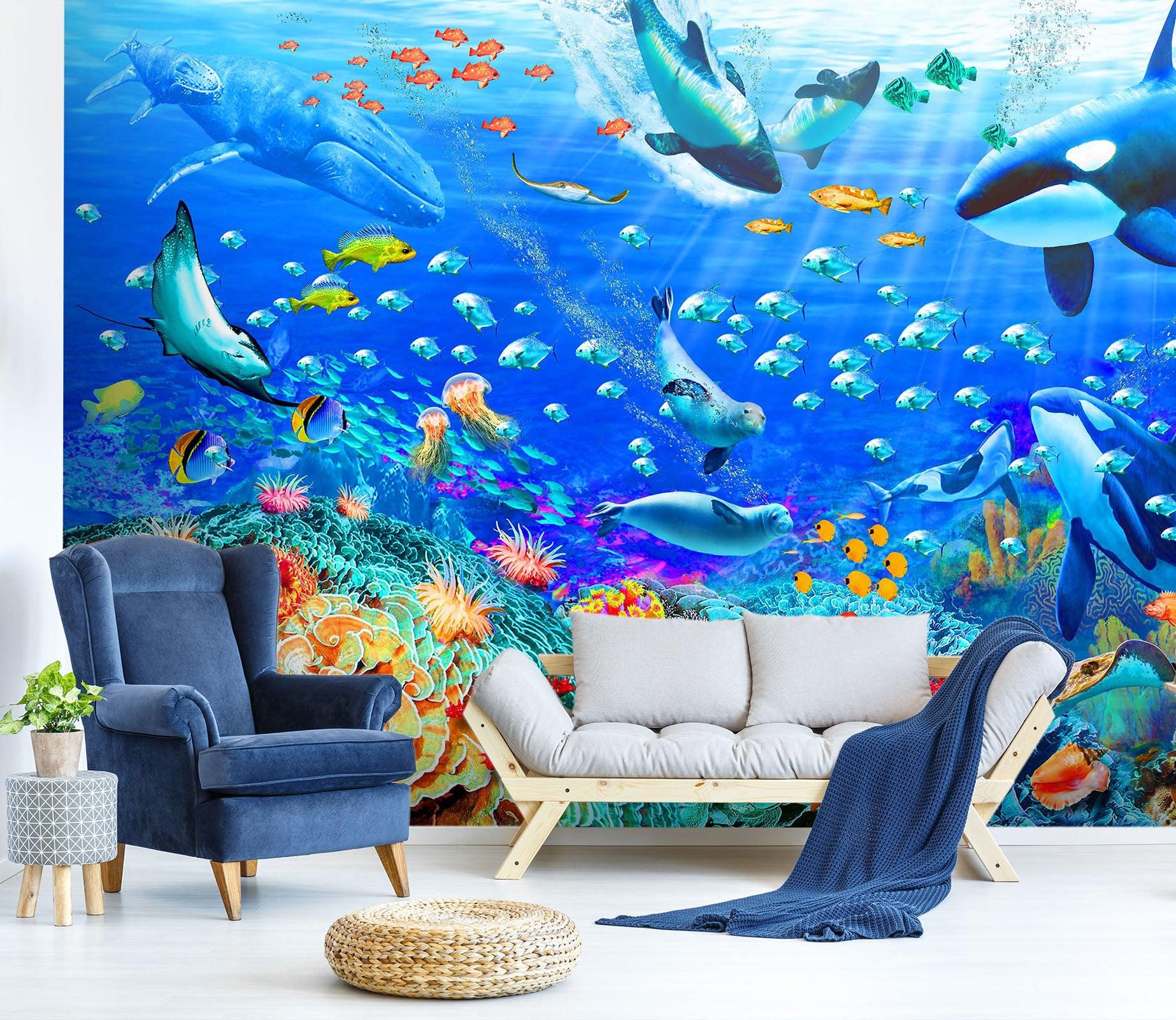 1846 x 1600 · jpeg - 3D Have Fun Swimming 1410 Adrian Chesterman Wall Mural Wall Murals | AJ ...
