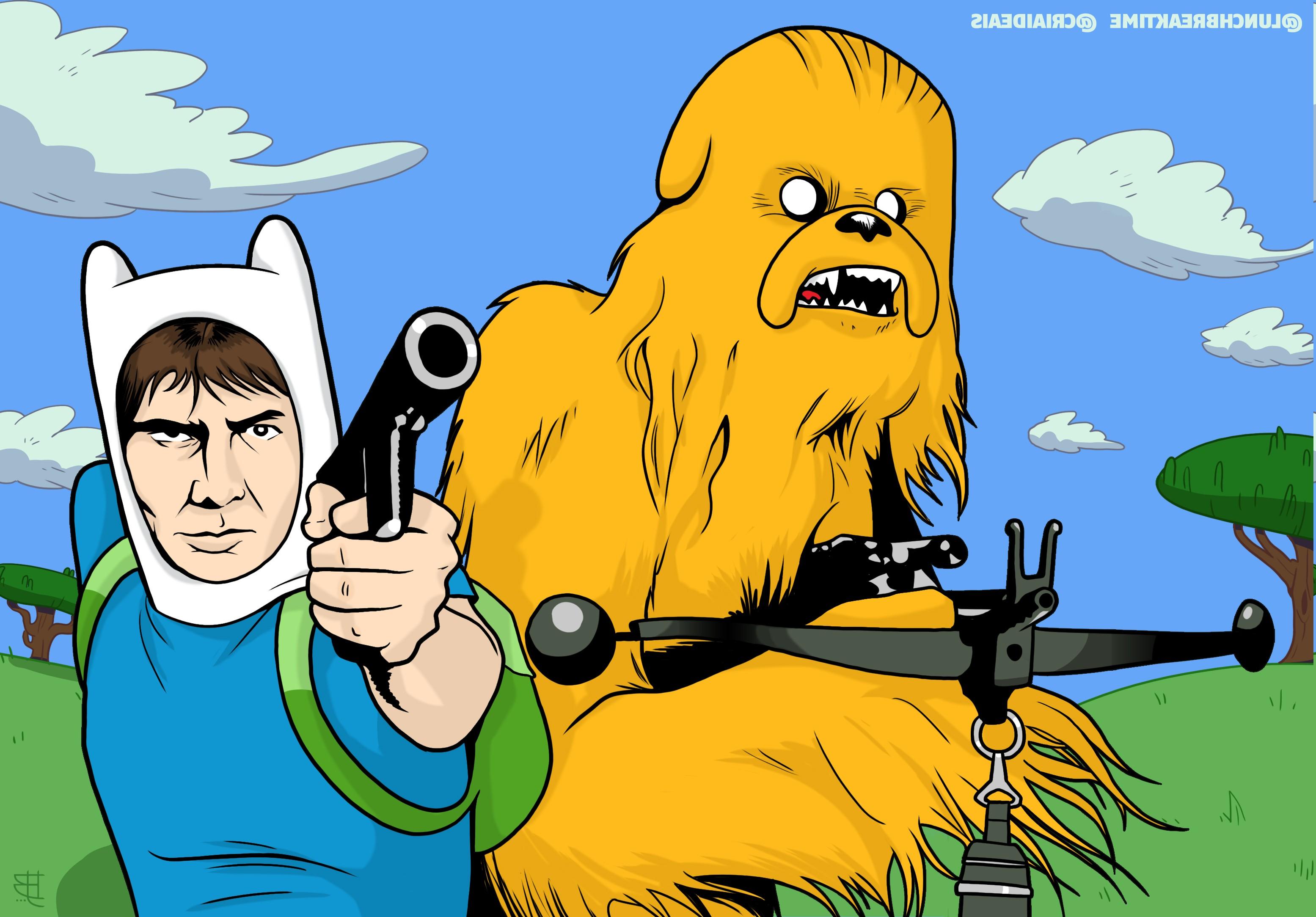 3110 x 2167 · jpeg - Han Solo, Chewbacca, Finn The Human, Jake The Dog, Adventure Time, Star ...