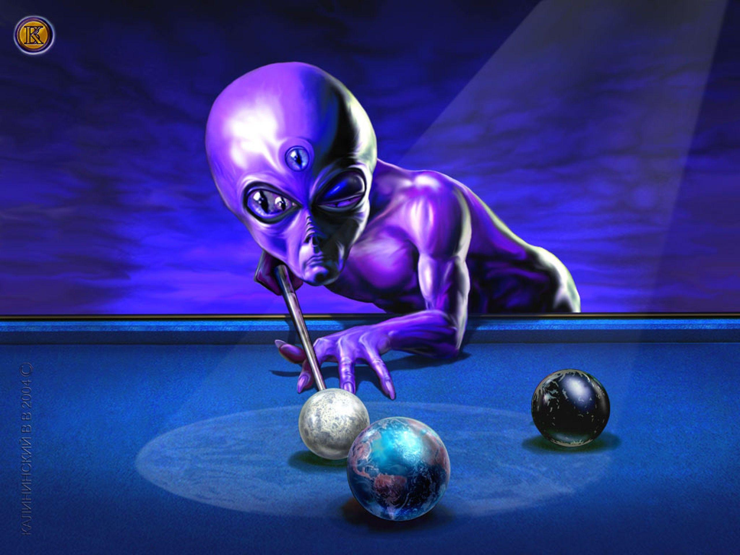 2560 x 1920 · jpeg - 3D Alien Playing Billiard Funny Wallpaper HD Desktop #7839993678 Wallpaper
