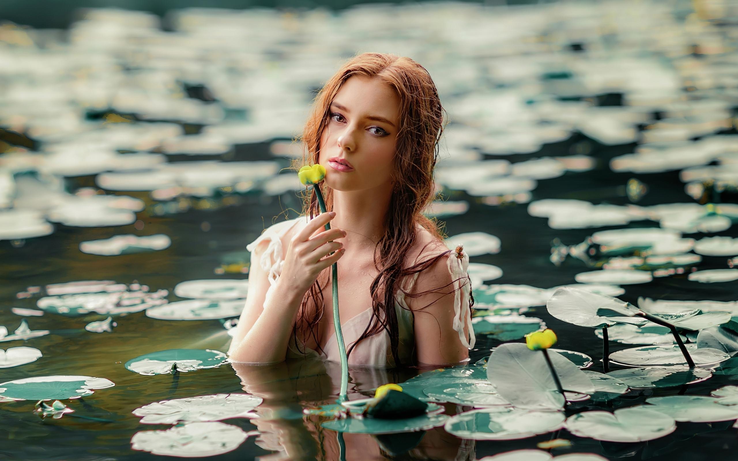 2560 x 1600 · jpeg - Download 2560x1600 wallpaper girl with flowers, outdoor, lake, dual ...