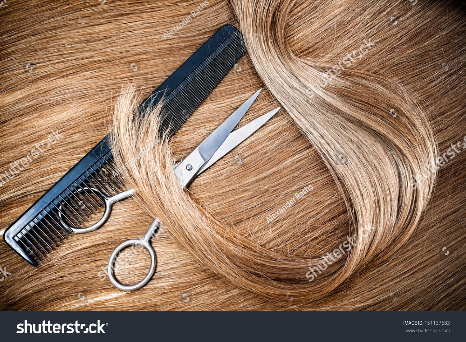 1500 x 1101 · jpeg - Professional Hairdresser Scissors And Comb On Hair Background Stock ...